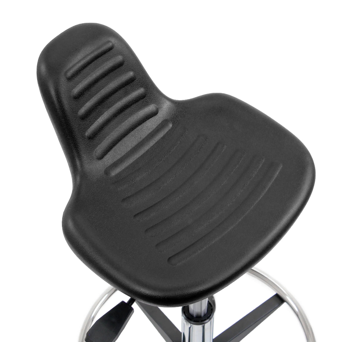 Seduta nera con struttura a scanalature dello Sgabello girevole TOP WORK 03 I di hjh OFFICE