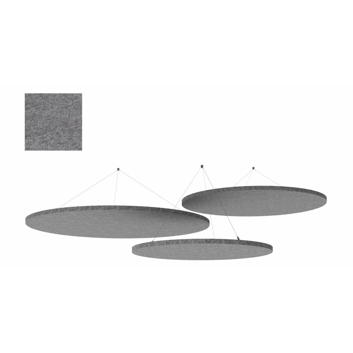 Tre isole acustiche a soffitto rotonde e grigie degli Accessori ADSRB1 di hjh OFFICE PRO