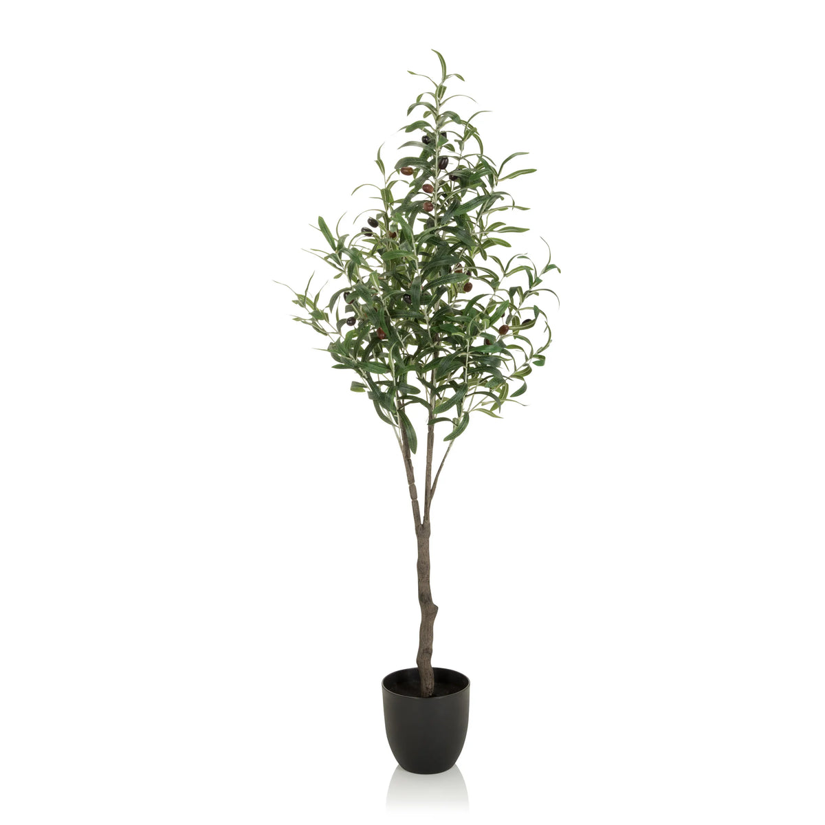 Piante artificiali verdi OLIVE come ulivo in un vaso nero di hjh OFFICE – vista a 360° (vista frontale 0°)