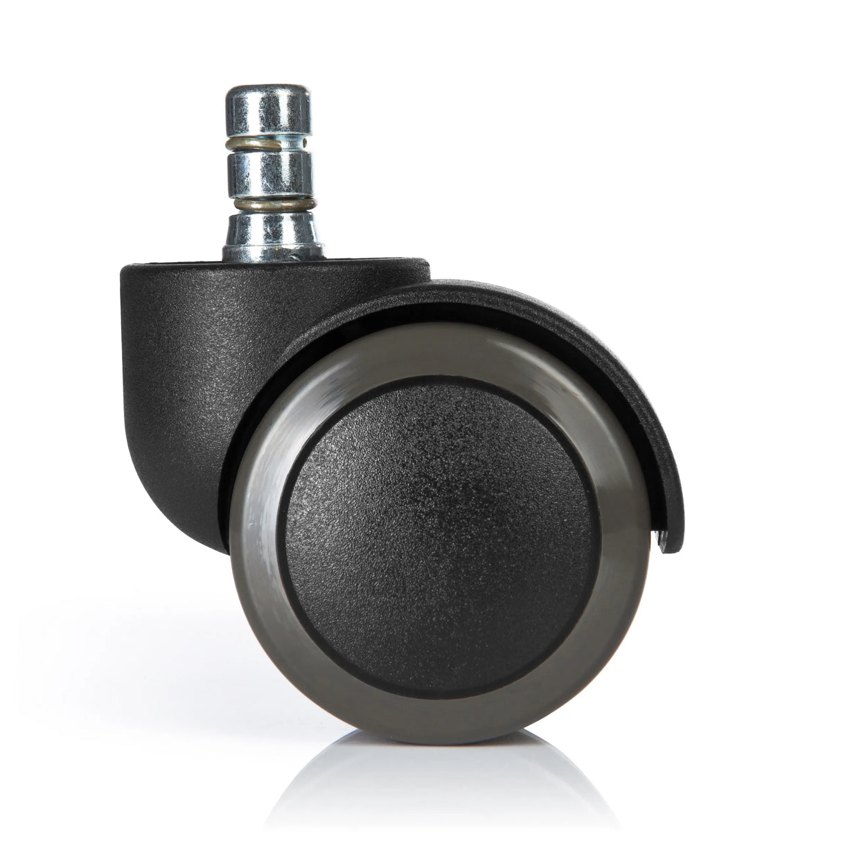 Rotelle per Sedia 5x ROLO No-Noise 11mm/50mm nere per pavimenti duri con perno in metallo argento di hjh OFFICE – vista a 360° (vista posteriore 180°)