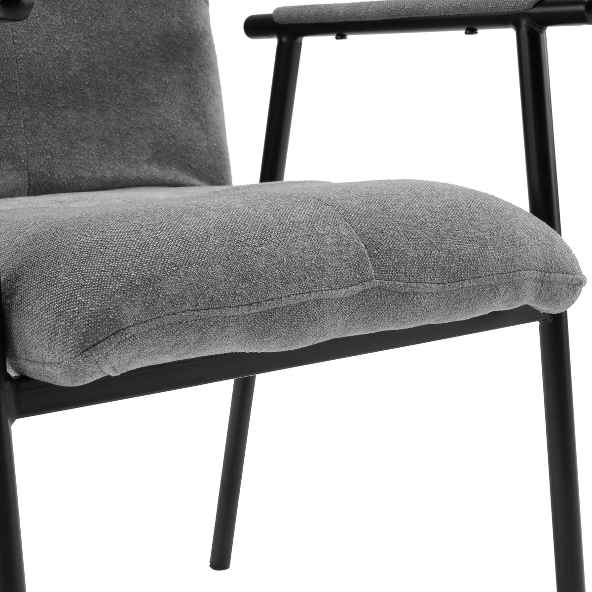 Rivestimento in tessuto grigio della seduta della sedia imbottita Lifea Flex con struttura nera di hjh LIVING