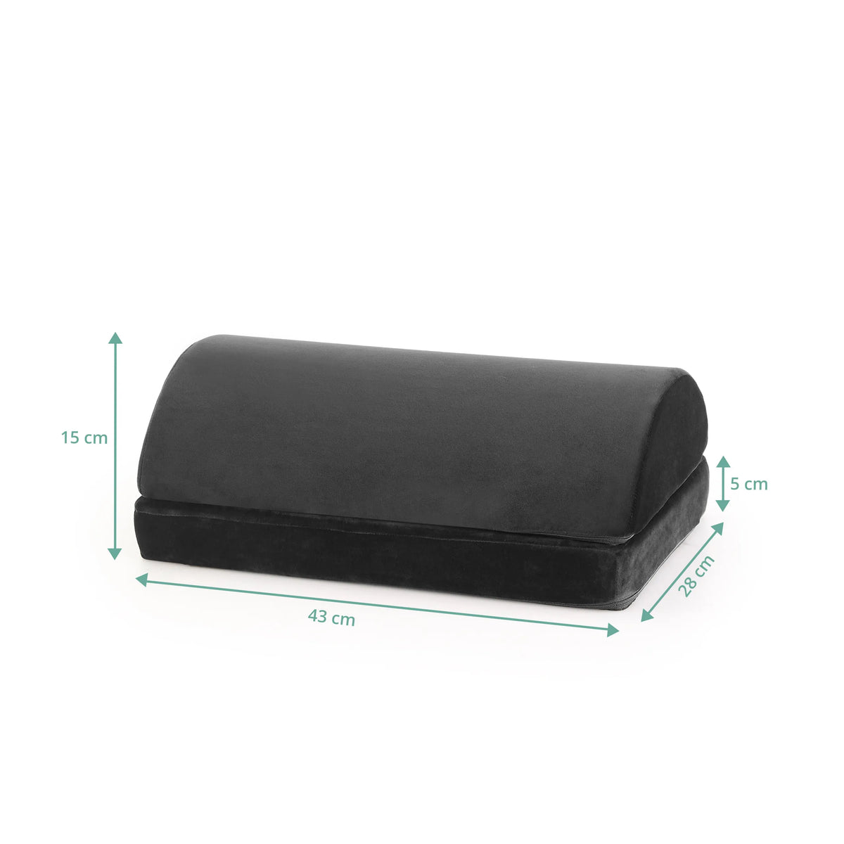 Vista dimensionale del Poggiapiedi Podi Velvet 1 in nero con 43 × 28 cm di hjh OFFICE