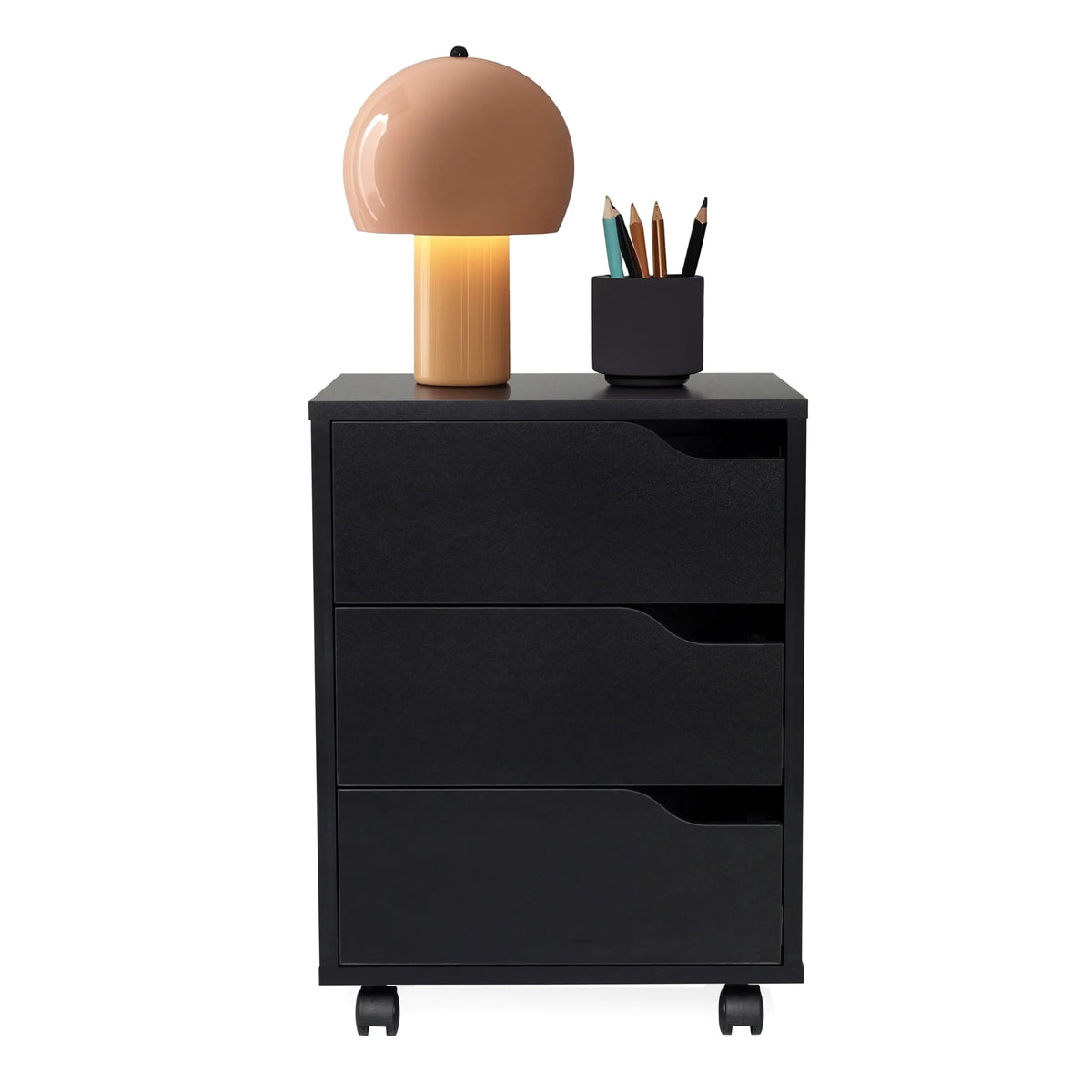 Cassettiera con rotelle nera ORGANISER I con tre cassetti e ruote di hjh OFFICE