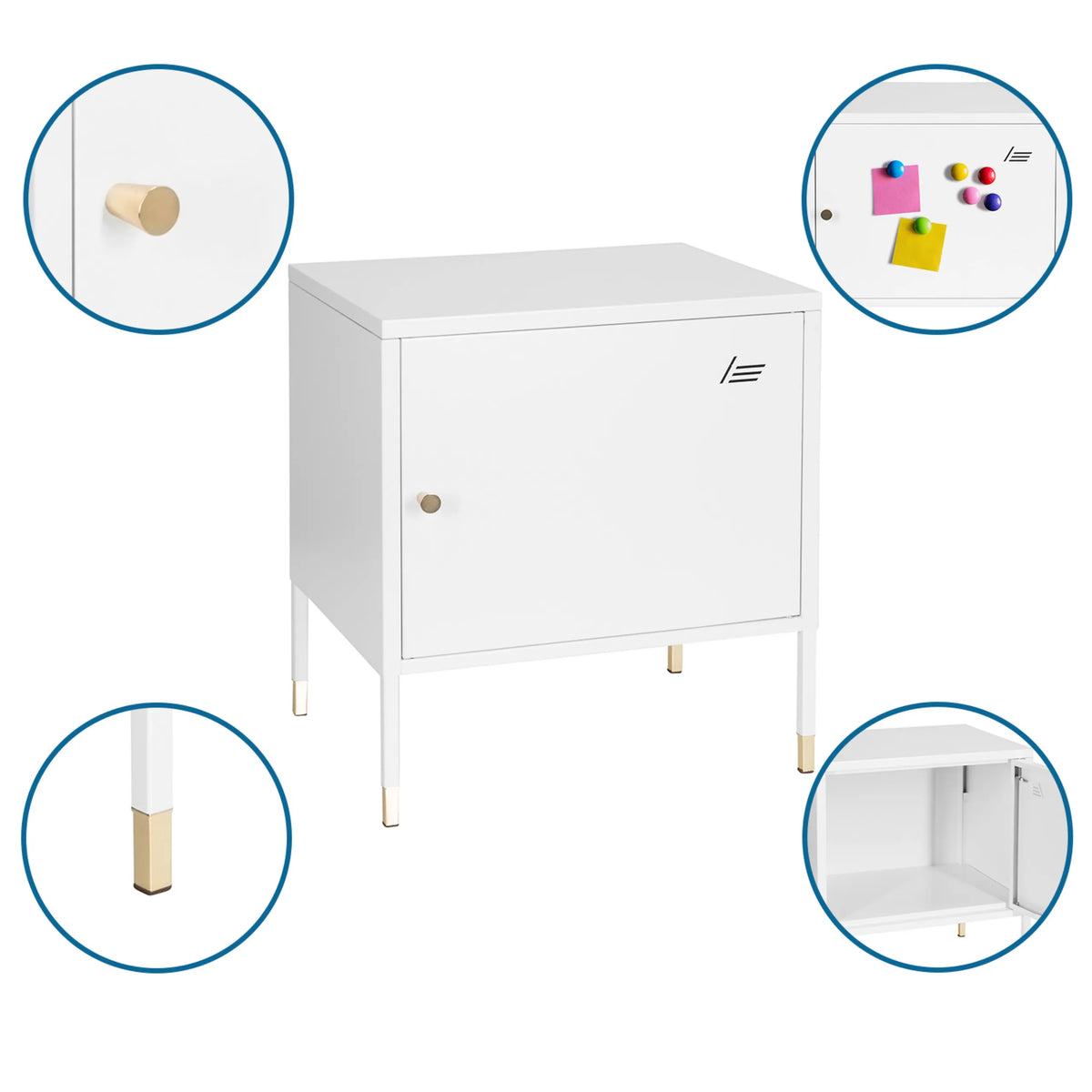 Classificatore bianco UMEO con maniglie e tappi dei piedi dorati di hjh OFFICE