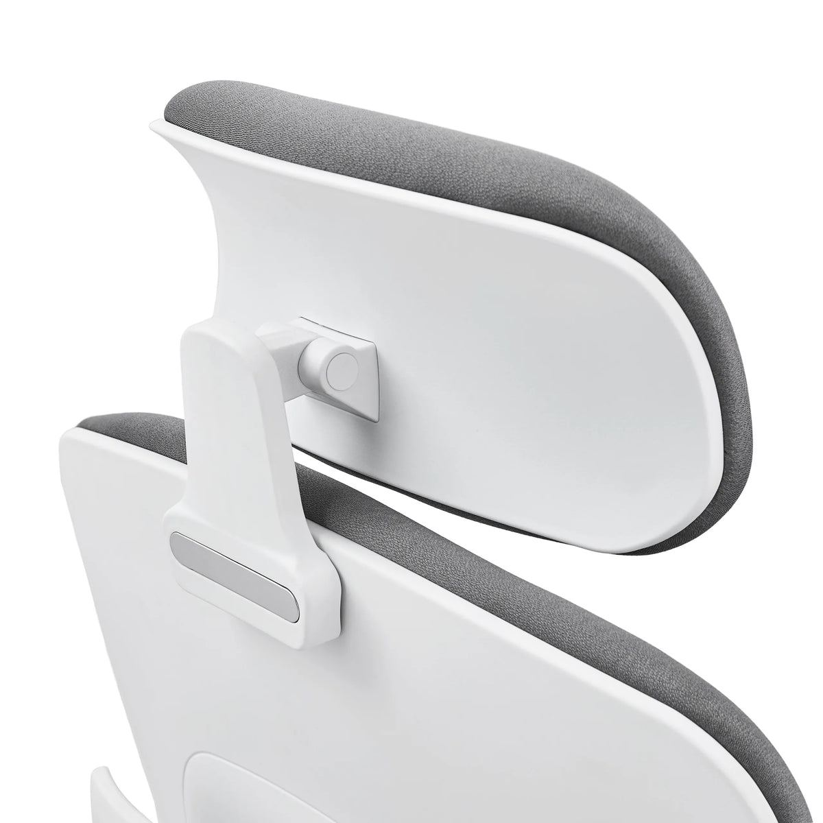 Poggiatesta regolabile con rivestimento in tessuto grigio e telaio bianco della Sedia da ufficio professionale Ergomy WF 2 di hjh OFFICE