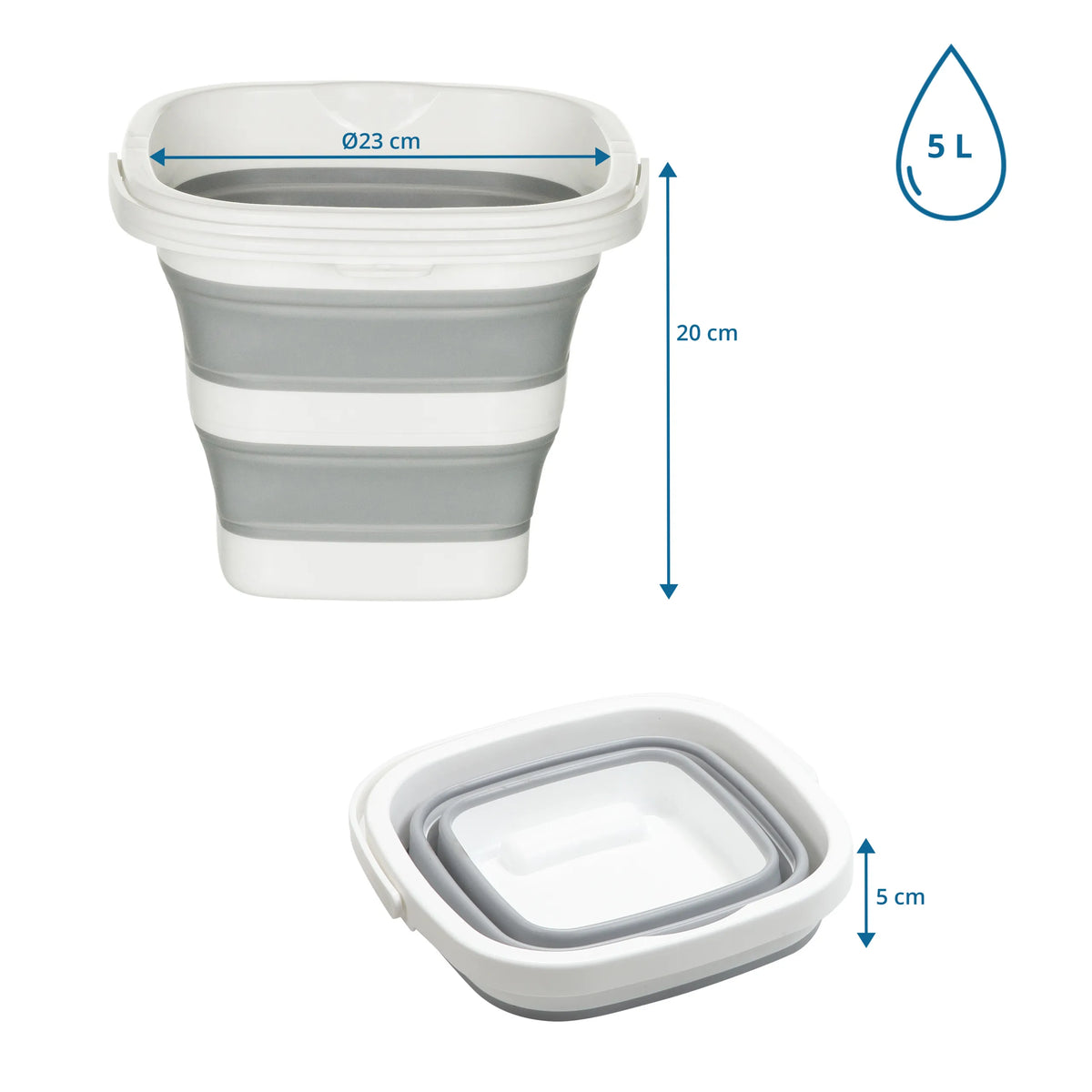 Disegno tecnico del Contenitore pieghevole CLEAN SILE con capacità di 5 l e altezza di 20 cm di hjh OFFICE