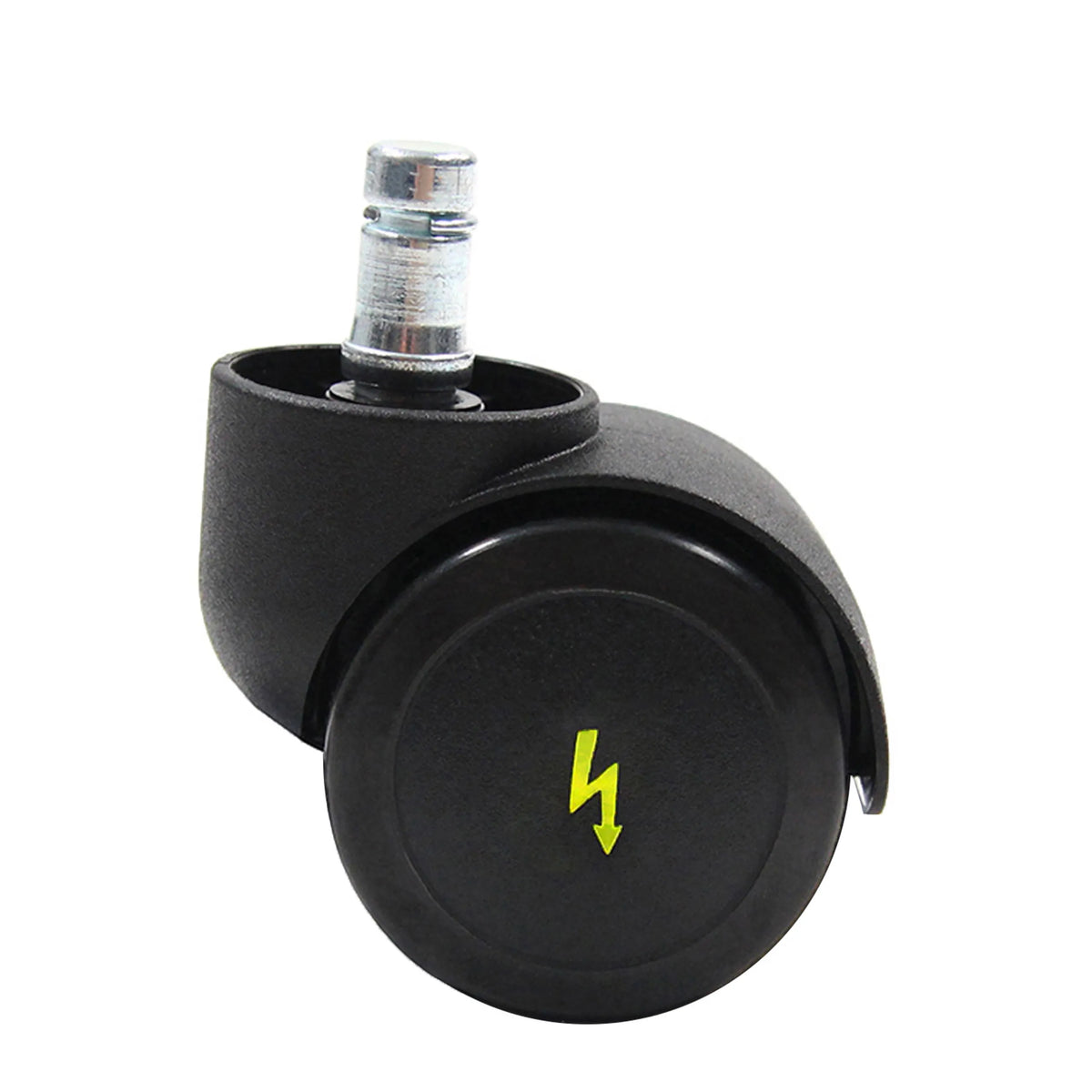 Rotelle per Sedia nere 5x ROLO ESD 10mm/50mm per pavimenti duri con perno argento e simbolo del fulmine giallo di hjh OFFICE