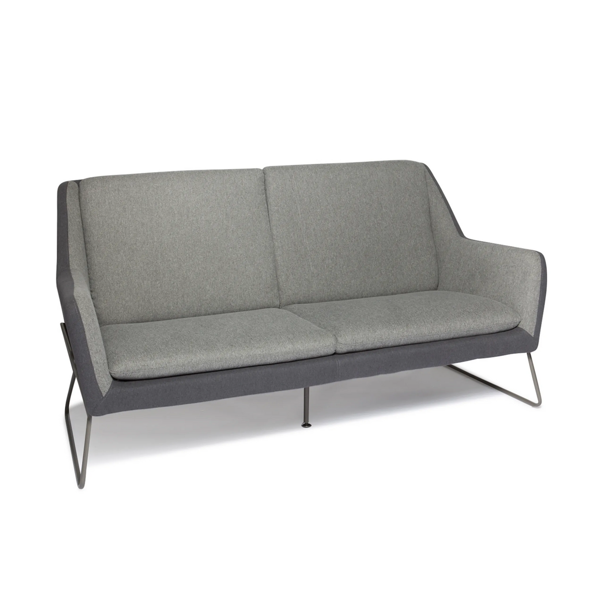 Sofà lounge LAGUN grigio chiaro con accenti grigio scuro e sottili piedi in metallo di hjh OFFICE – vista a 360° (profilo laterale 90°)
