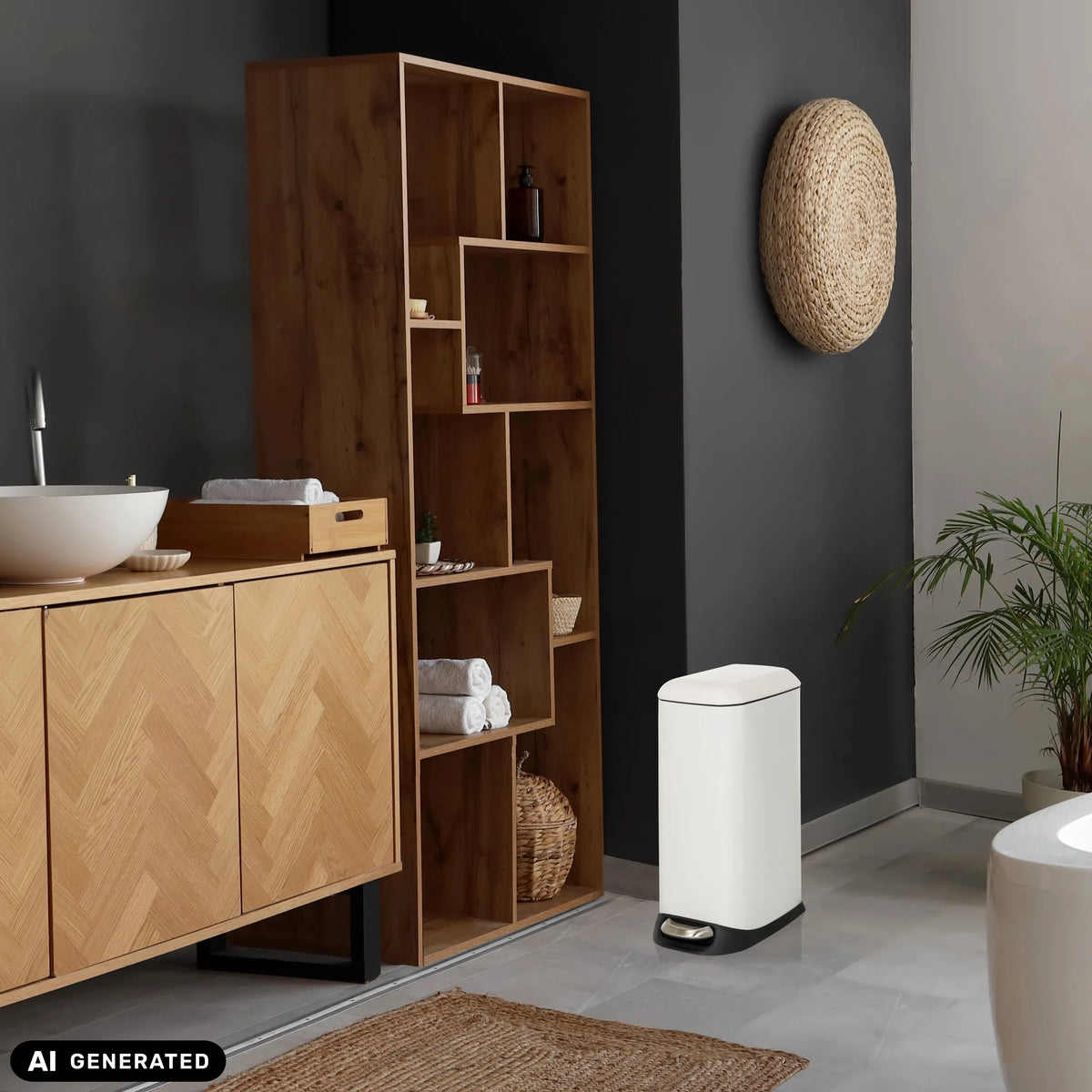 Cestino CLEAN SLIM bianco con capacità di 20 litri di hjh OFFICE (immagine generata dall’IA)