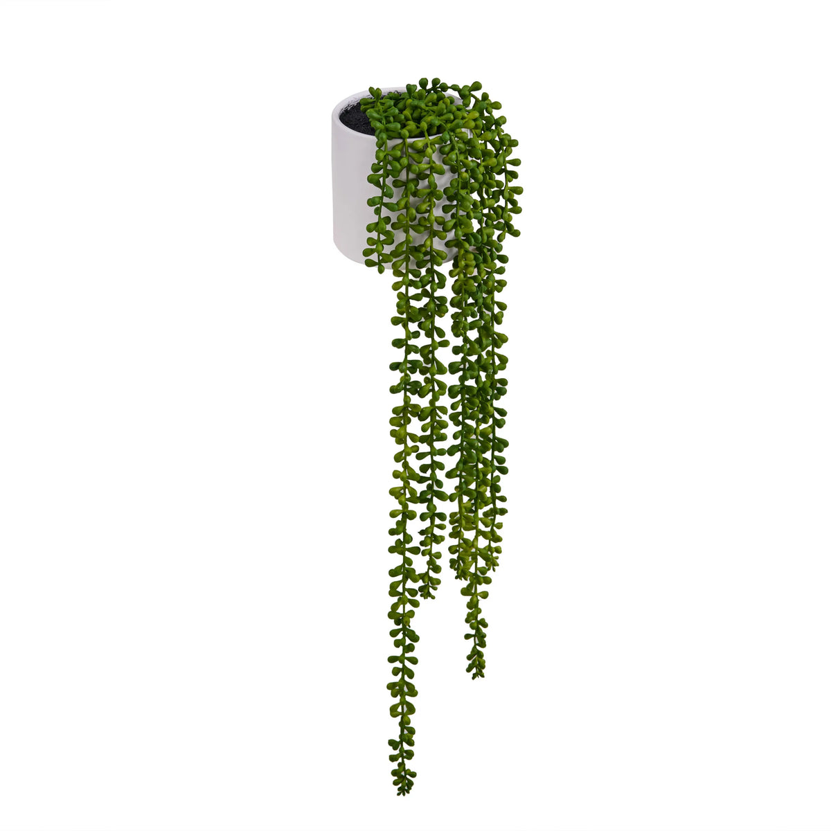 Pianta artificiale pendente Senecio Climb con foglie verdi in un vaso bianco di hjh OFFICE