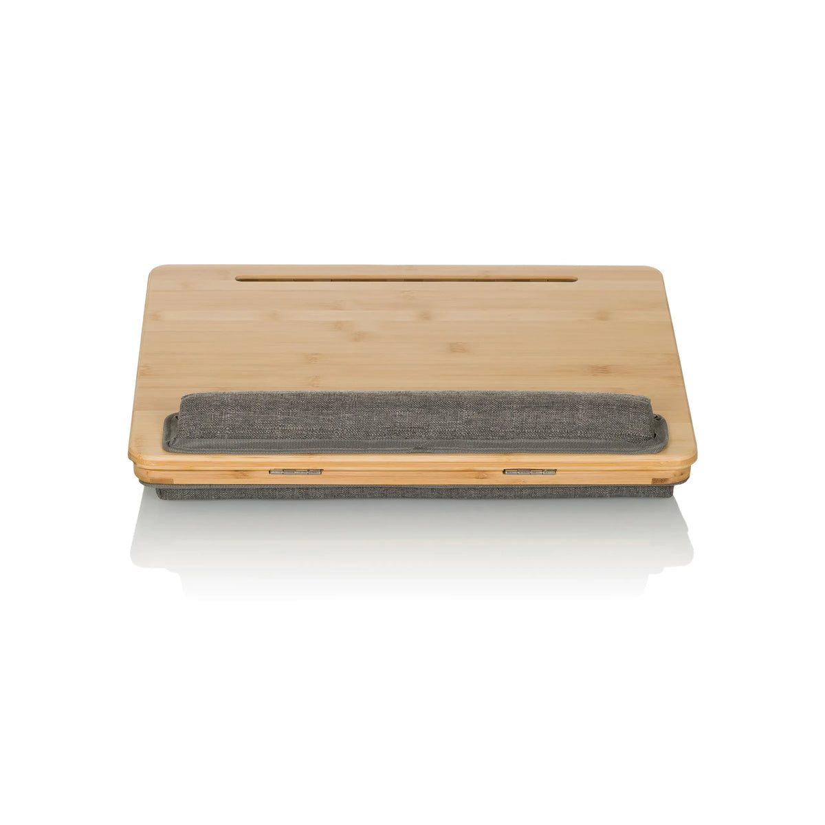 Braune Laptopunterlage COMFILAP III mit grauer Handballenauflage von hjh OFFICE – 360-Grad-Ansicht (Frontansicht 0°)