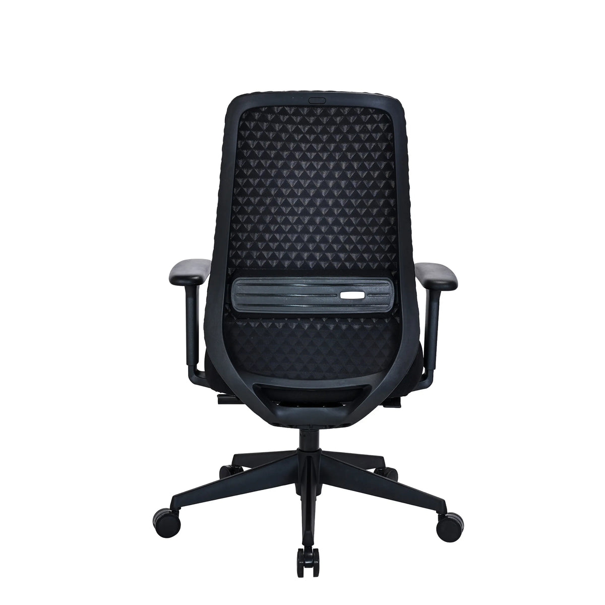 Vista posteriore della Sedia da ufficio professionale Verviq in nero con schienale strutturato di hjh OFFICE