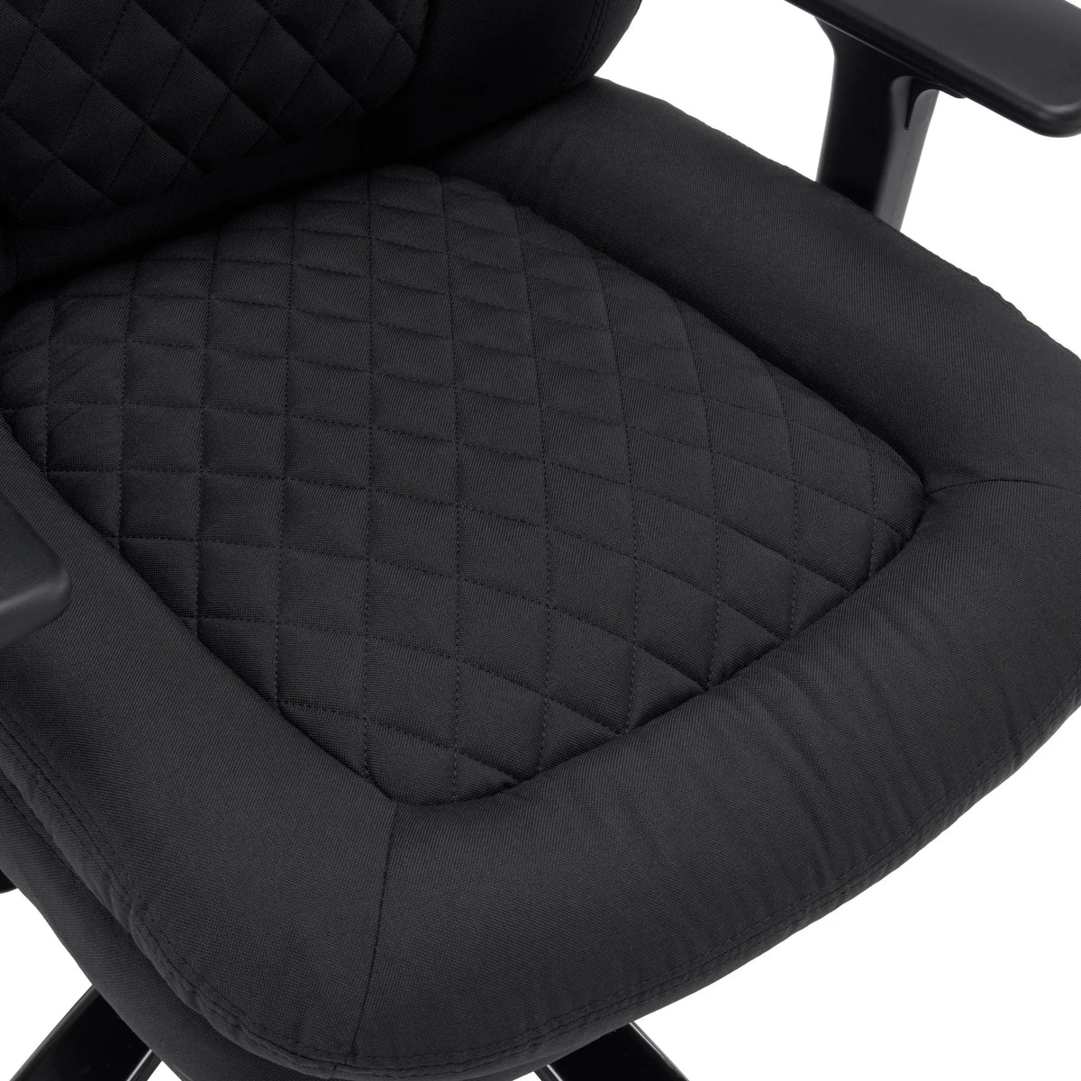 Struttura trapuntata del rivestimento in tessuto nero della seduta della sedia girevole XXL Pullmann Gen2 di hjh OFFICE