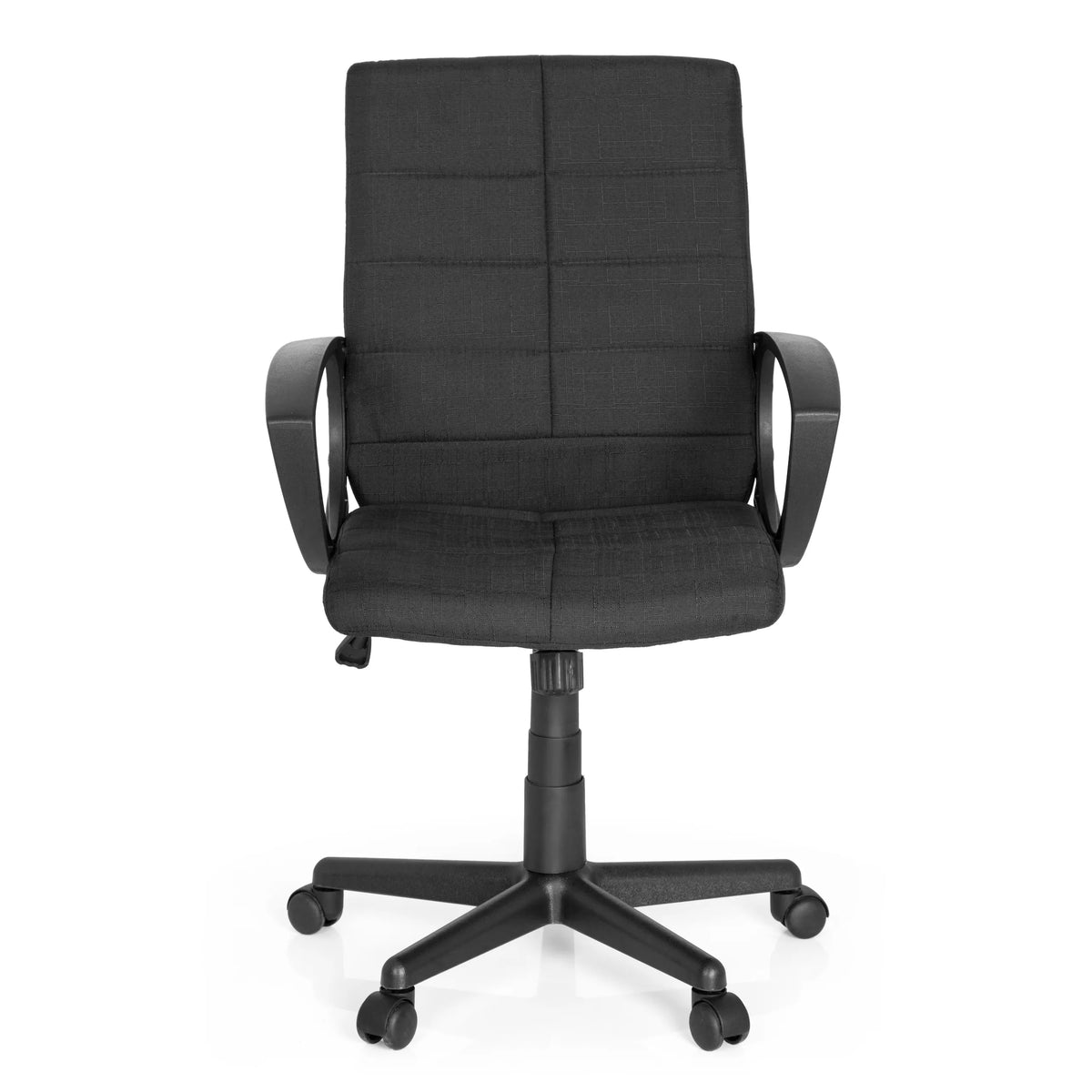 Sedia Home Office STAR-TEC CL300 nera con braccioli e base a cinque ruote di MyBuero – vista a 360° (vista frontale 0°)
