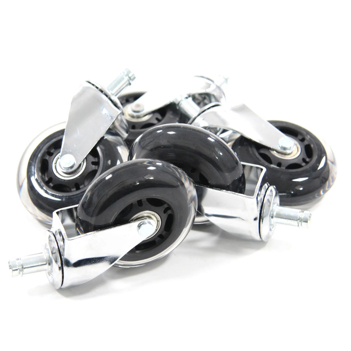 Cinque rotelle per sedia 5x ROLO SKATE CT 11mm/75mm argentate per pavimenti duri con battistrada neri di hjh OFFICE