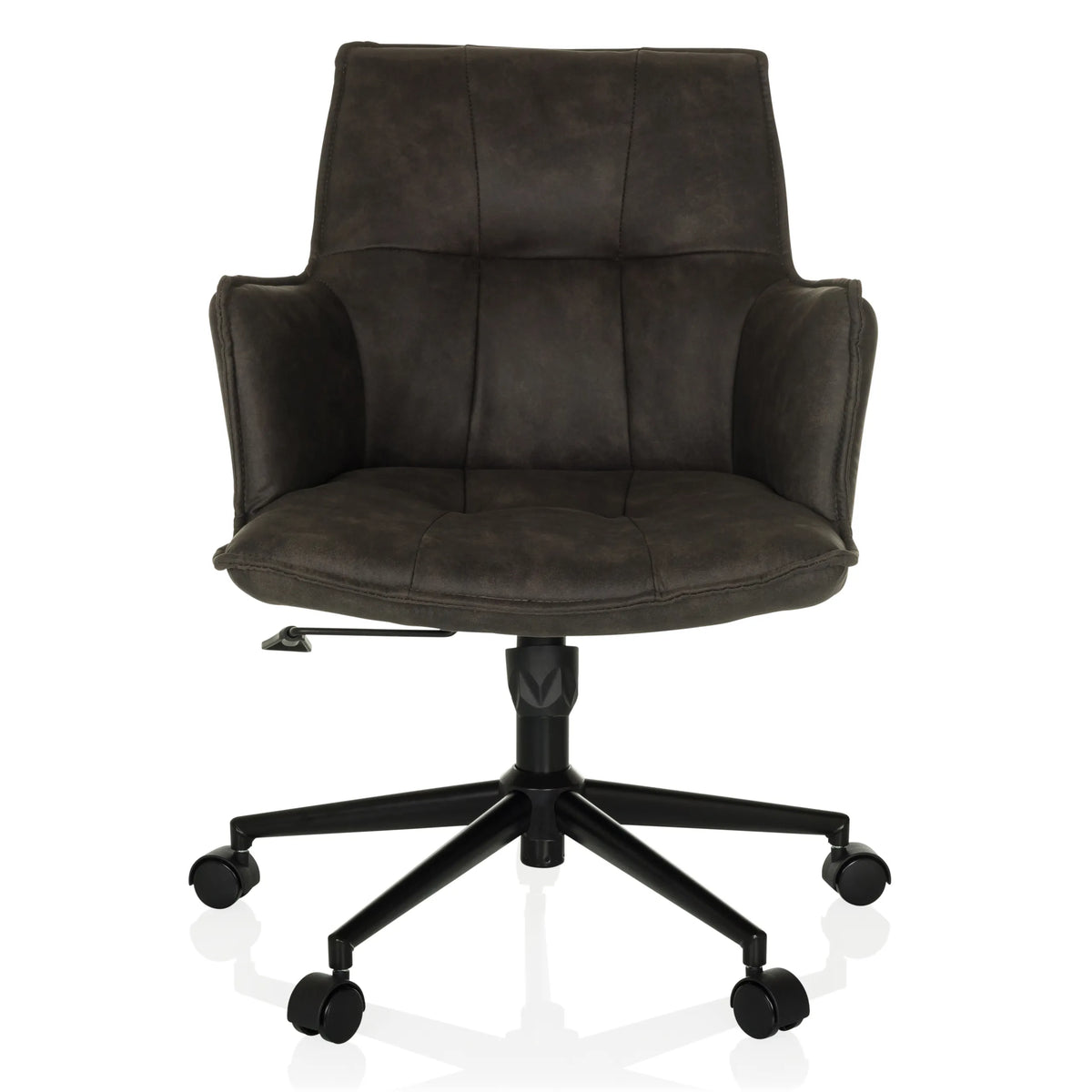 Sedia Home Office SOLAO LIFE grigio scuro con seduta imbottita e base a cinque ruote di hjh LIVING – vista a 360° (vista frontale 0°)