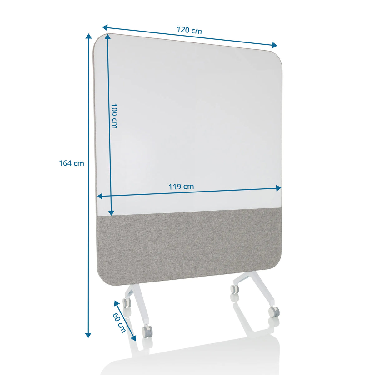 Technische Zeichnung des Whiteboards VISION BOARD mit 120 × 164 cm von hjh OFFICE