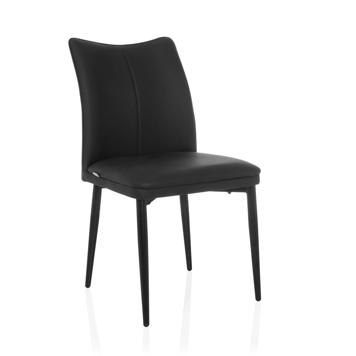 Sedia per sala da pranzo VISETO nera con schienale alto e quattro gambe di hjh LIVING – vista a 360° (vista frontale a tre quarti 30°)