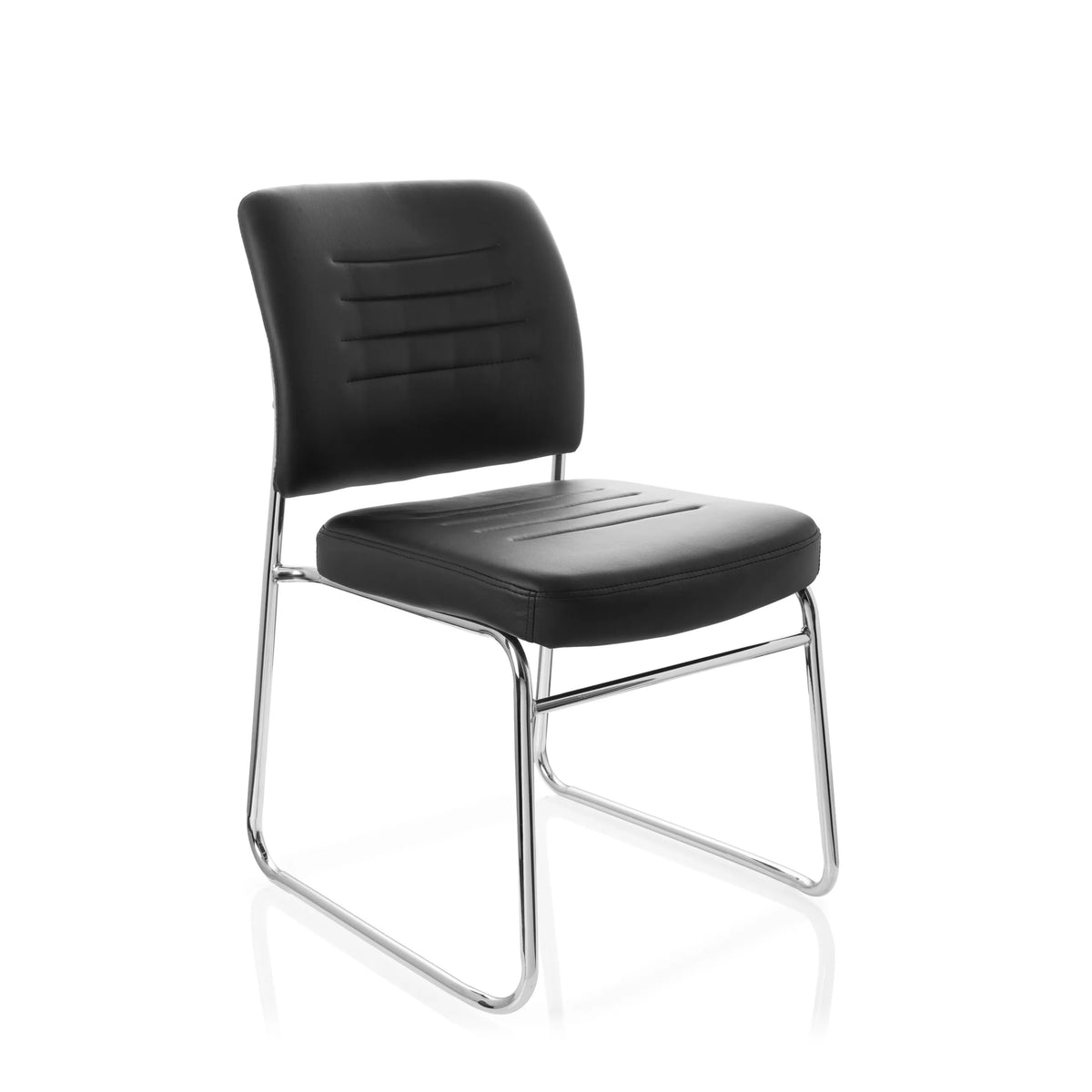 Sedia visitatore nera TONSO V con imbottitura e struttura a slitta di hjh OFFICE – vista a 360° (vista frontale a tre quarti 40°)