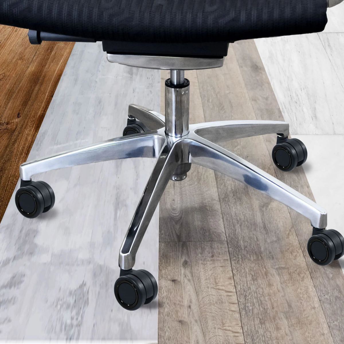 Fünfstrahlkreuz mit schwarzen Stuhlrollen 5x ROLO COLOR 60 11mm/60mm für Hartböden von hjh OFFICE