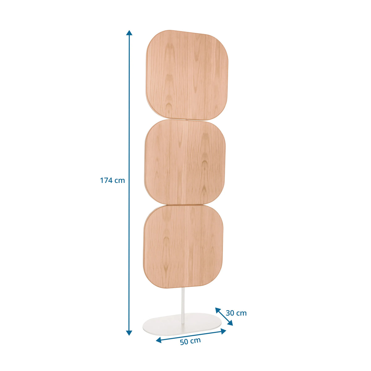 Disegno tecnico della Parete divisoria FLEXMIUT W con un'altezza di 174 cm e un piede di 50 x 30 cm di hjh OFFICE