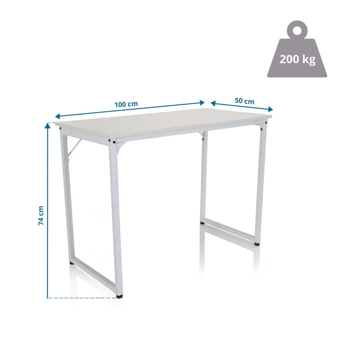 Disegno tecnico della Scrivania WORKSPACE I, 100 × 50 cm e portata 200 kg di hjh OFFICE