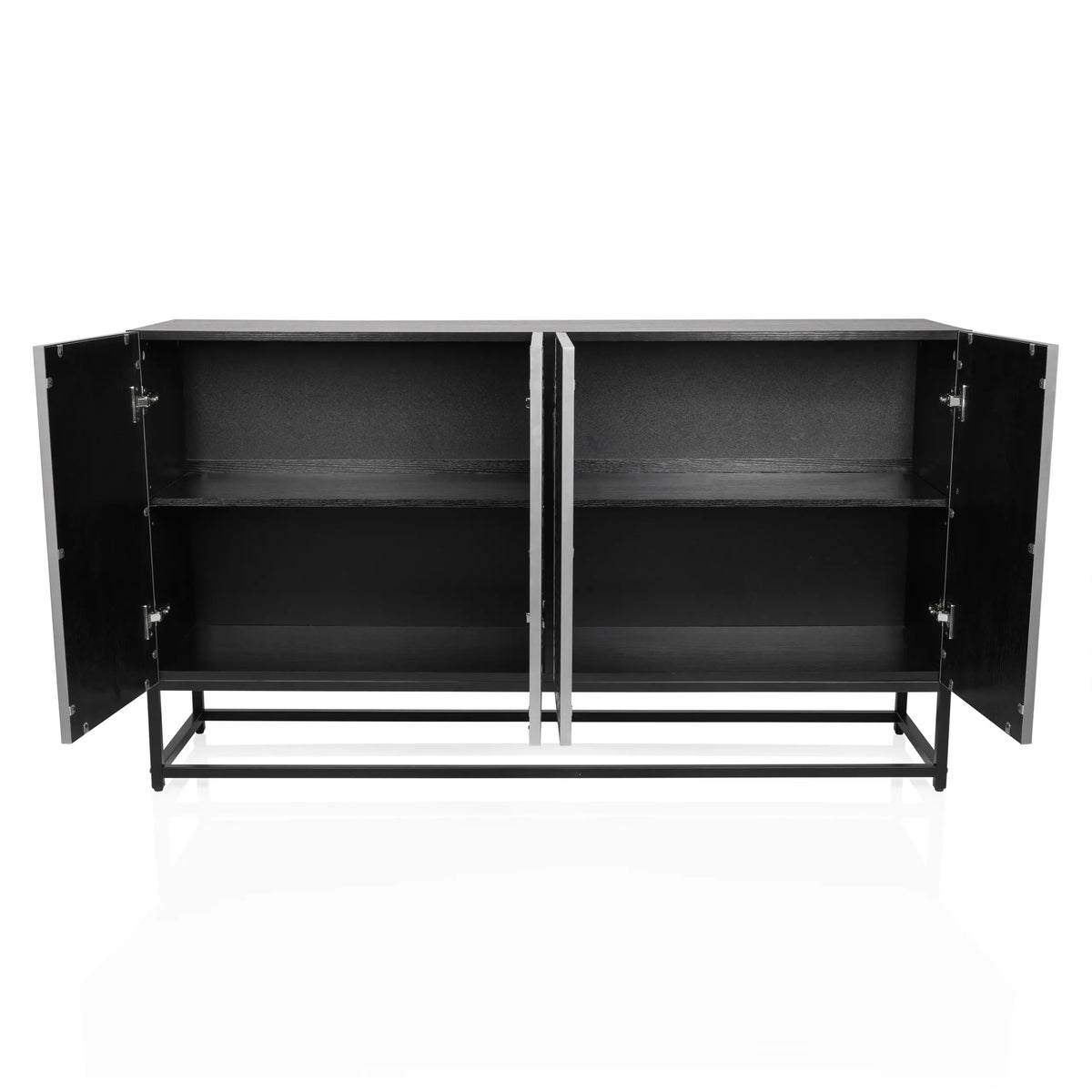 Interno aperto della cassettiera METALLIO in nero e argento di hjh LIVING