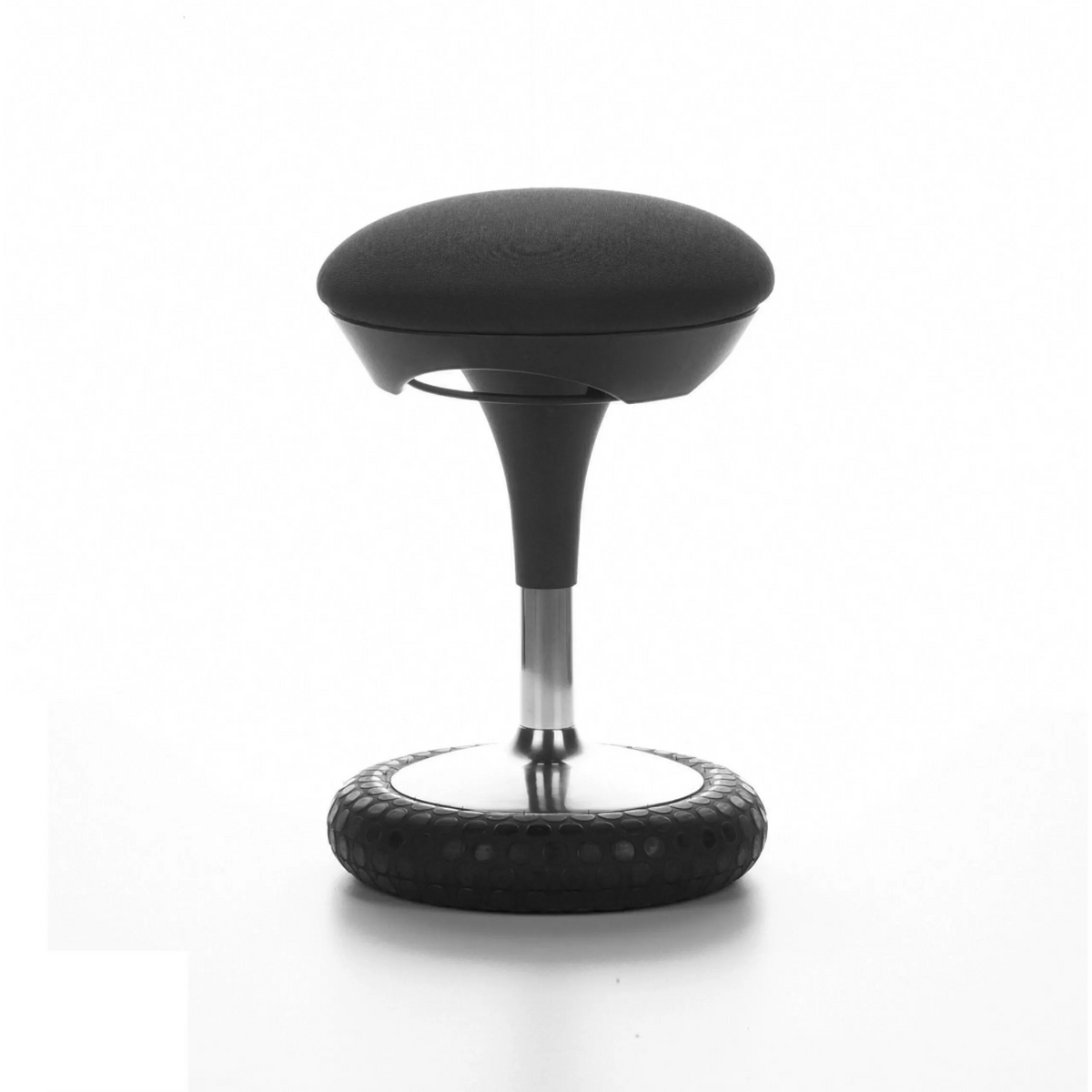 Ausilio per la posizione eretta SITNESS 20 nero con seduta imbottita e base rotonda di Topstar – vista a 360° (profilo laterale 100°)