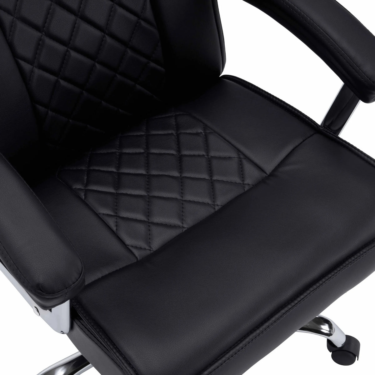 Seduta e schienale trapuntati neri della Sedia Home Office Relax Prestio di MyBuero