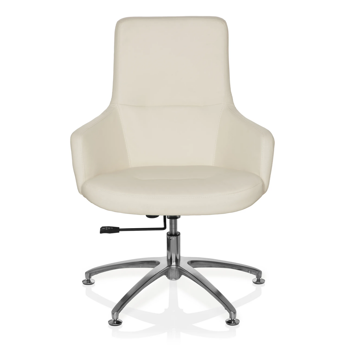 Poltrona Lounge SHAKE 300 color bianco crema con base a stella lucida e cinque rotelle di hjh OFFICE – vista a 360° (vista frontale 0°)