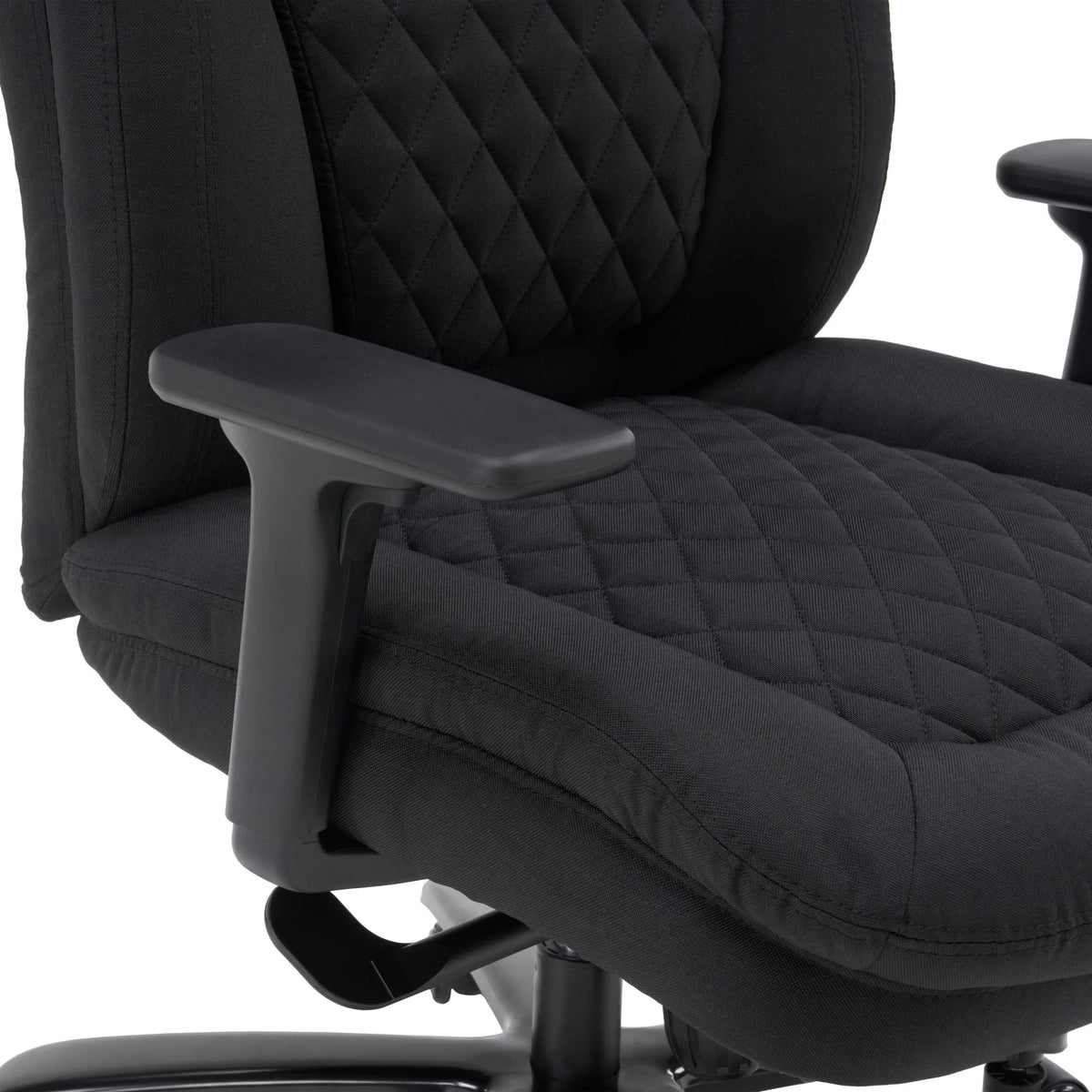 Bracciolo e imbottitura in tessuto trapuntato della sedia girevole XXL Pullmann Gen2 in nero di hjh OFFICE