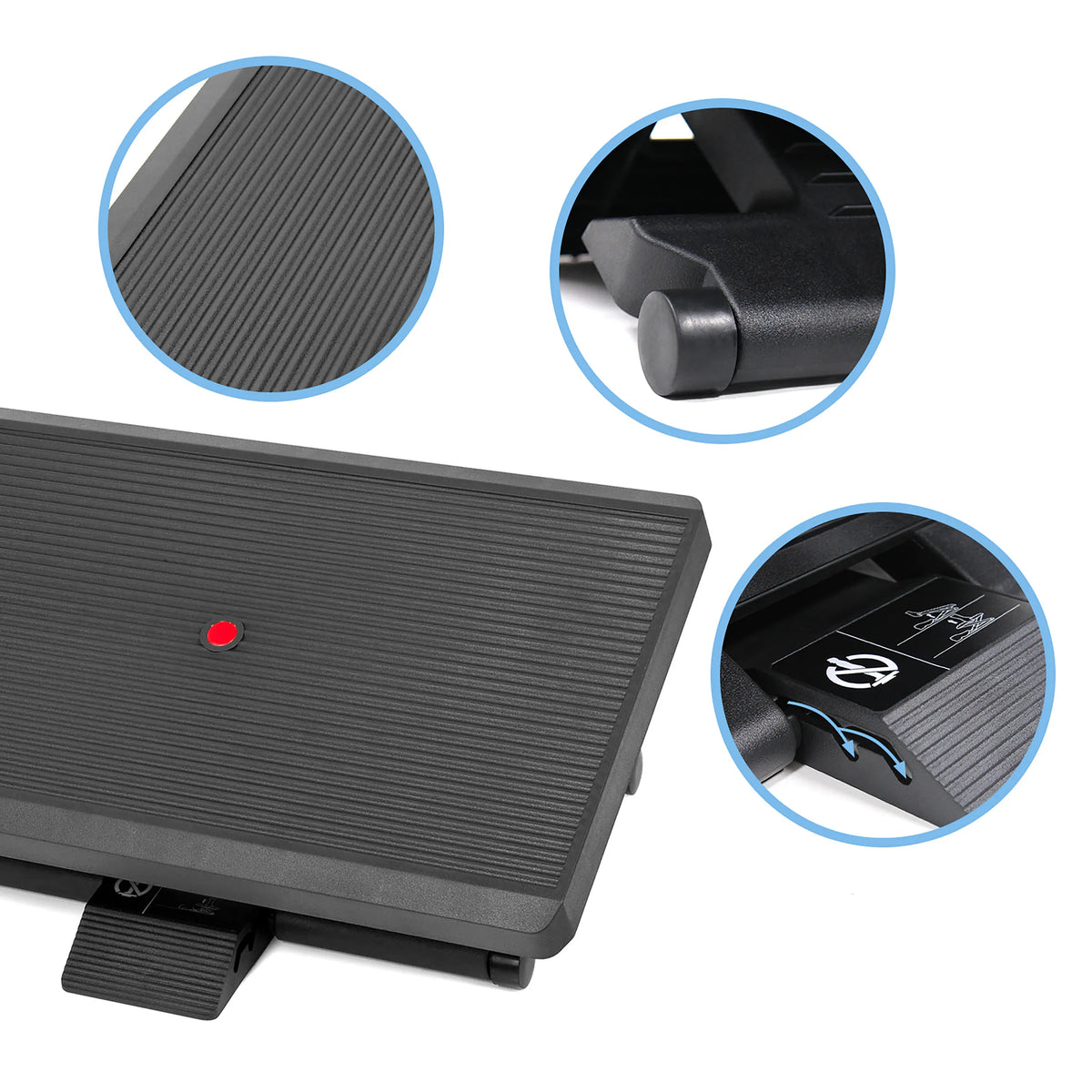 Superficie zigrinata e base del Poggiapiedi PIEDINO STRIPE PRO di hjh OFFICE