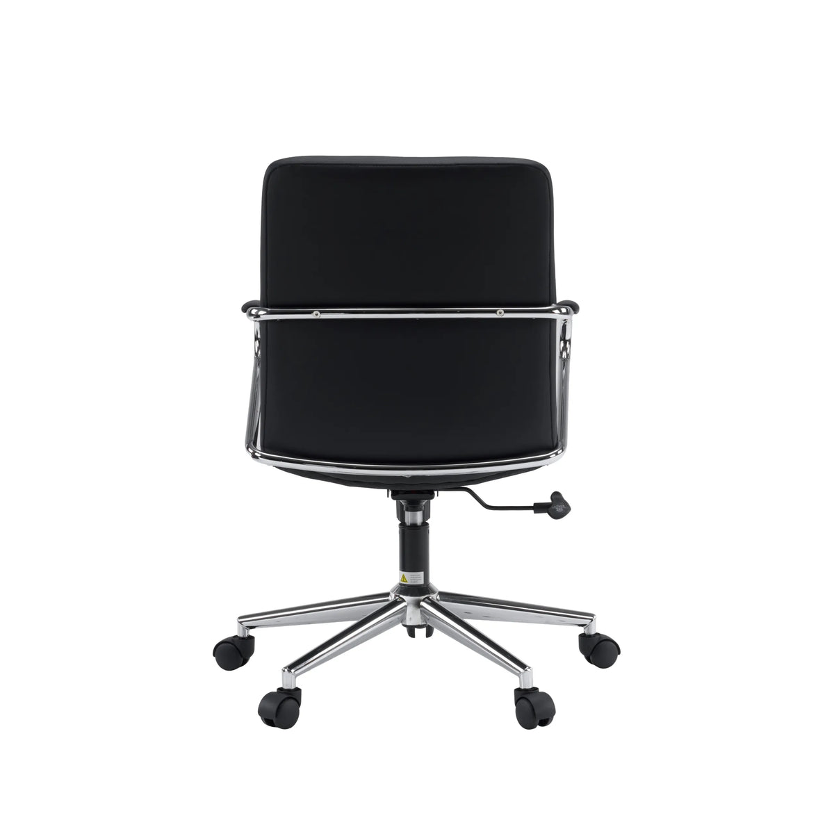 Vista posteriore della Sedia Home Office Rovento in nero con struttura cromata di hjh OFFICE