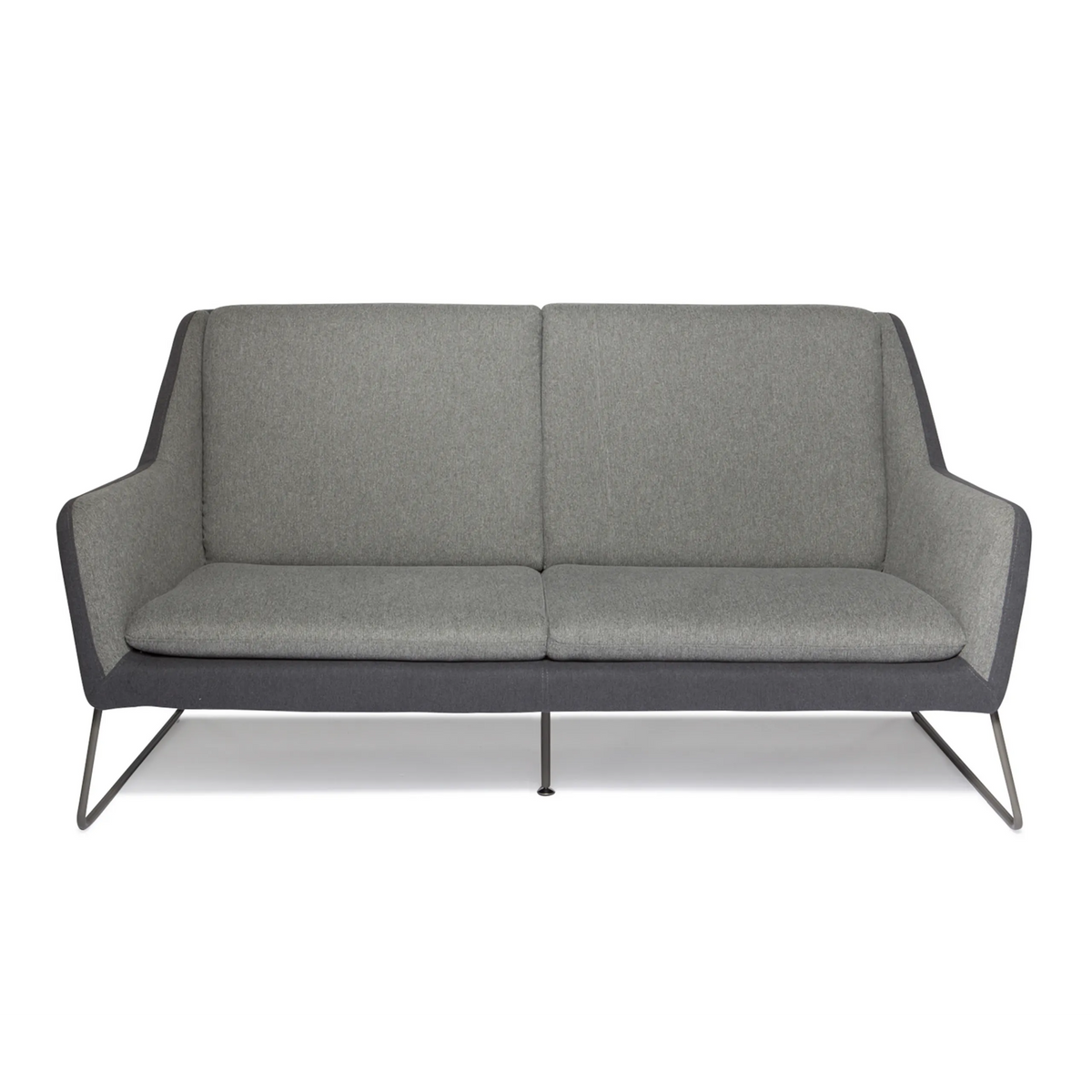 Sofà lounge LAGUN grigio chiaro con accenti grigio scuro e sottili piedi in metallo di hjh OFFICE – vista a 360° (vista frontale 0°)