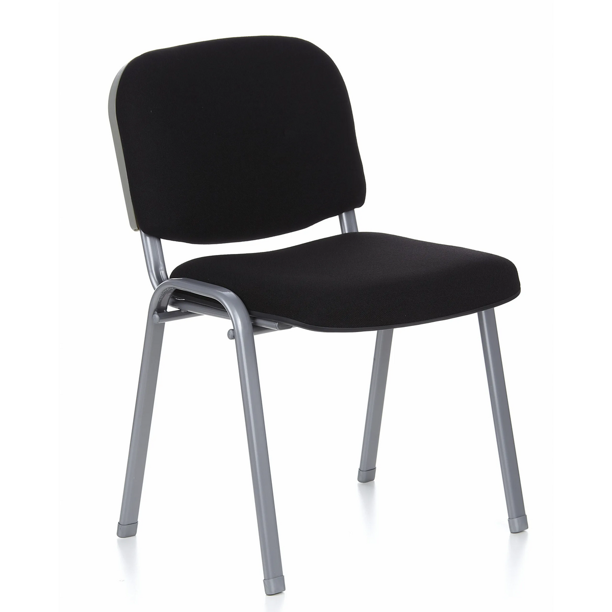 Sedia a quattro gambe XT 600 S nera con struttura argentata di hjh OFFICE – vista a 360° (vista frontale a tre quarti 40°)