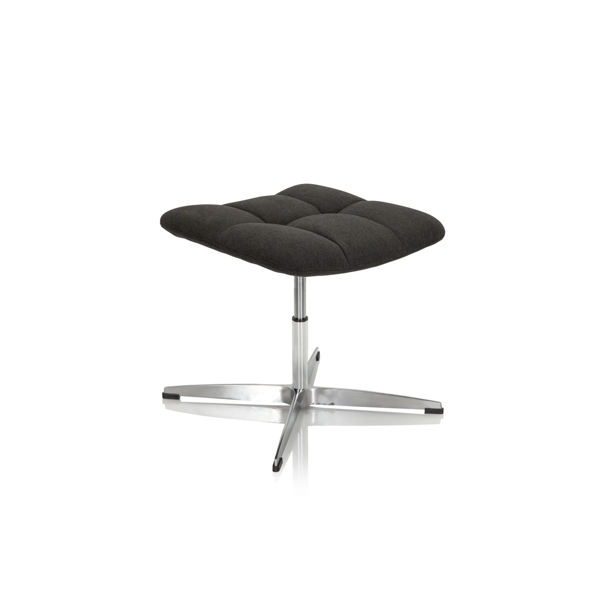 Sgabello imbottito nero SARANTO con seduta quadrata e base a stella in metallo di hjh OFFICE – vista a 360° (vista frontale a tre quarti 40°)