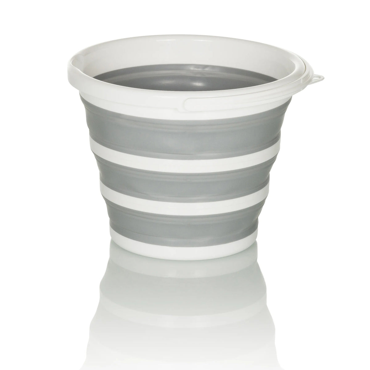 Contenitore pieghevole CLEAN SILR grigio-bianco con struttura pieghevole e bordo bianco di hjh OFFICE – vista a 360° (profilo laterale 270°)