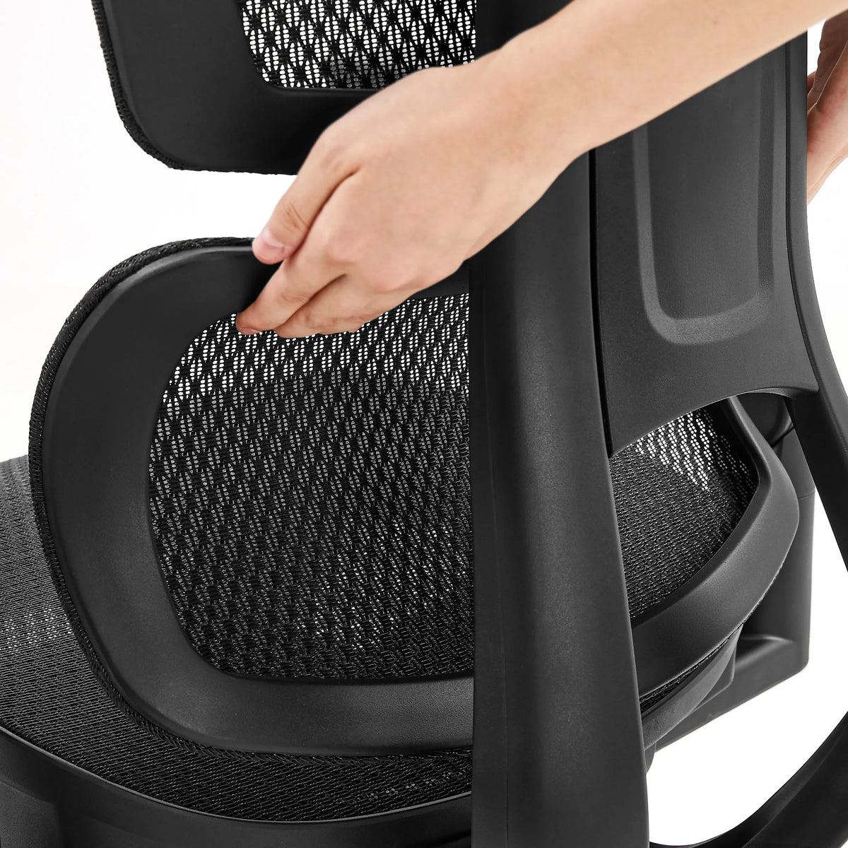 Rivestimento in rete traspirante dello schienale della sedia da ufficio professionale Ergo U2 Pro3 in nero di hjh OFFICE