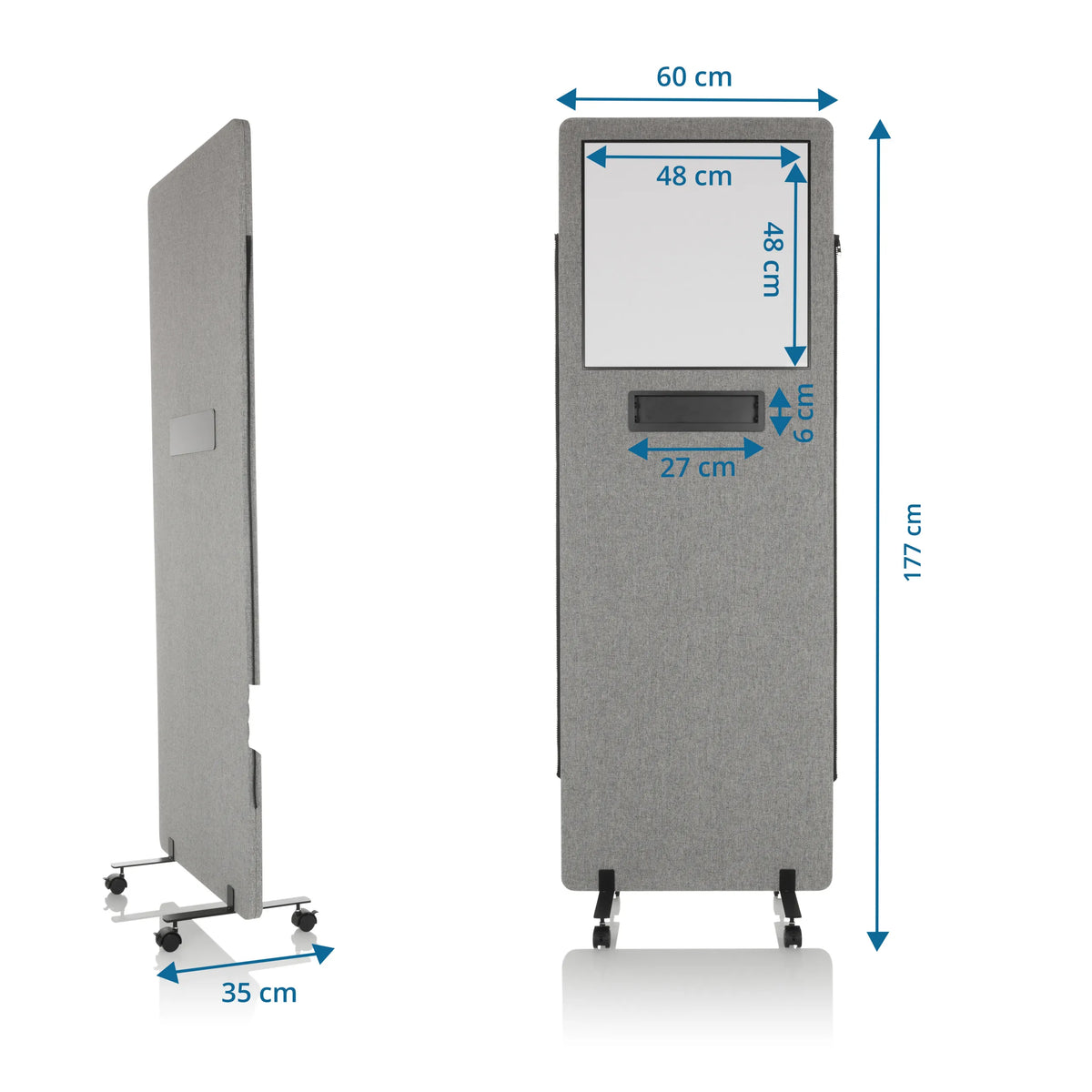 Disegno tecnico della Parete divisoria FLEXMIUT WB con un'altezza di 177 cm e larghezza di 60 cm di hjh OFFICE
