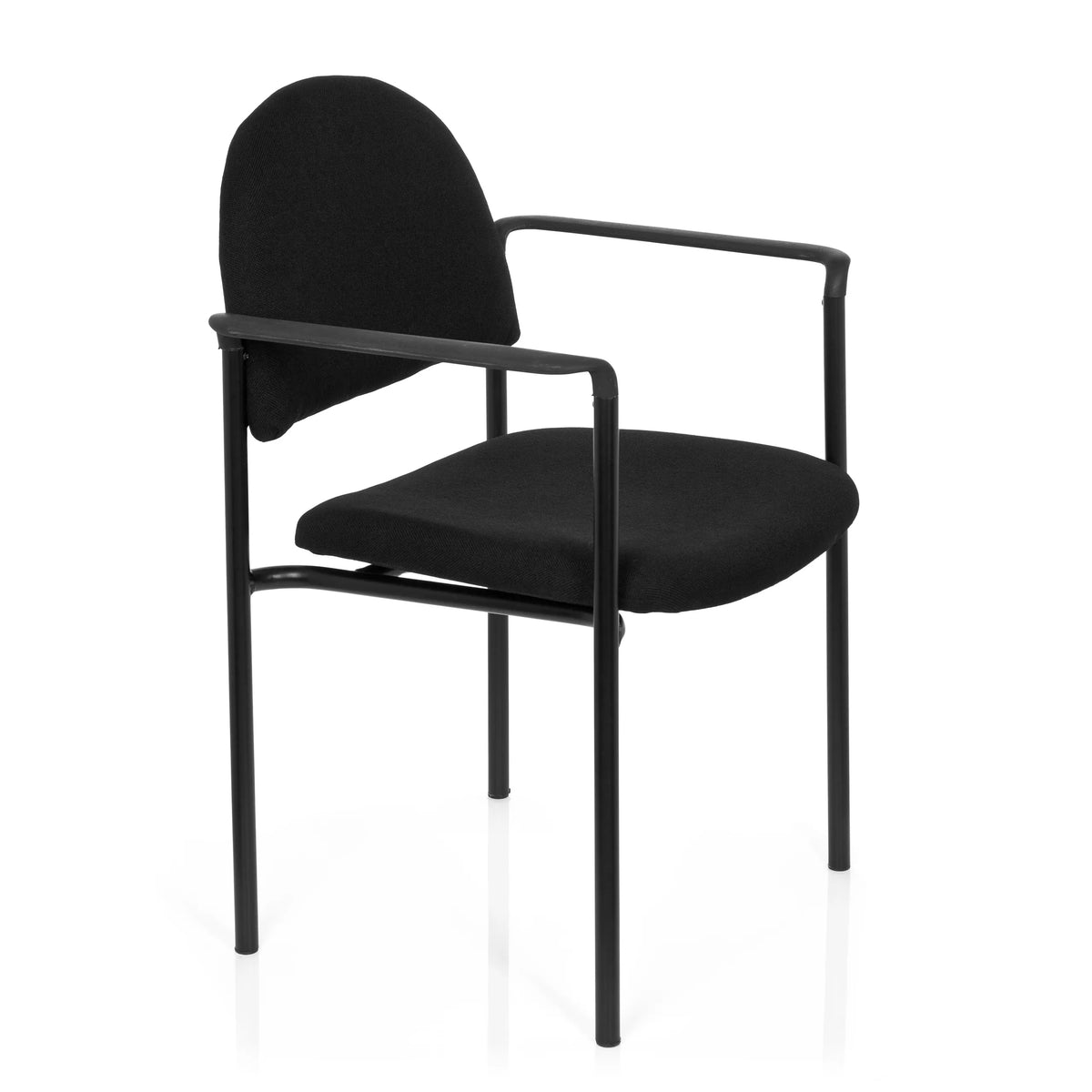Sedia a quattro gambe XT 700 nera con braccioli e seduta imbottita di hjh OFFICE – vista a 360° (vista frontale a tre quarti 60°)