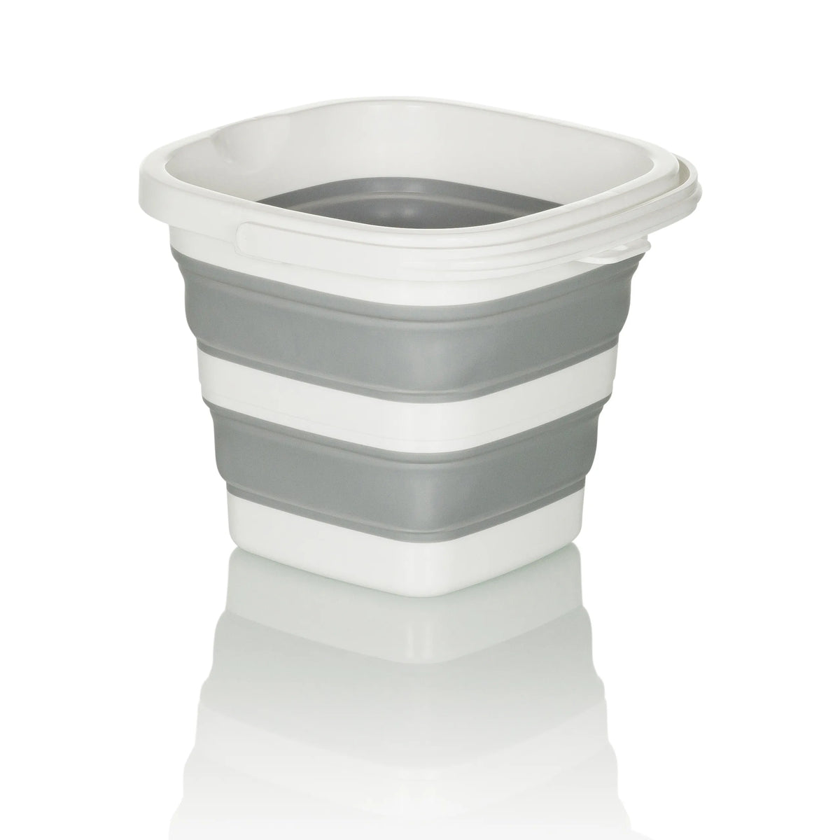 Contenitore pieghevole CLEAN SILE grigio-bianco con elementi parete pieghevoli di hjh OFFICE – vista a 360° (vista posteriore 180°)