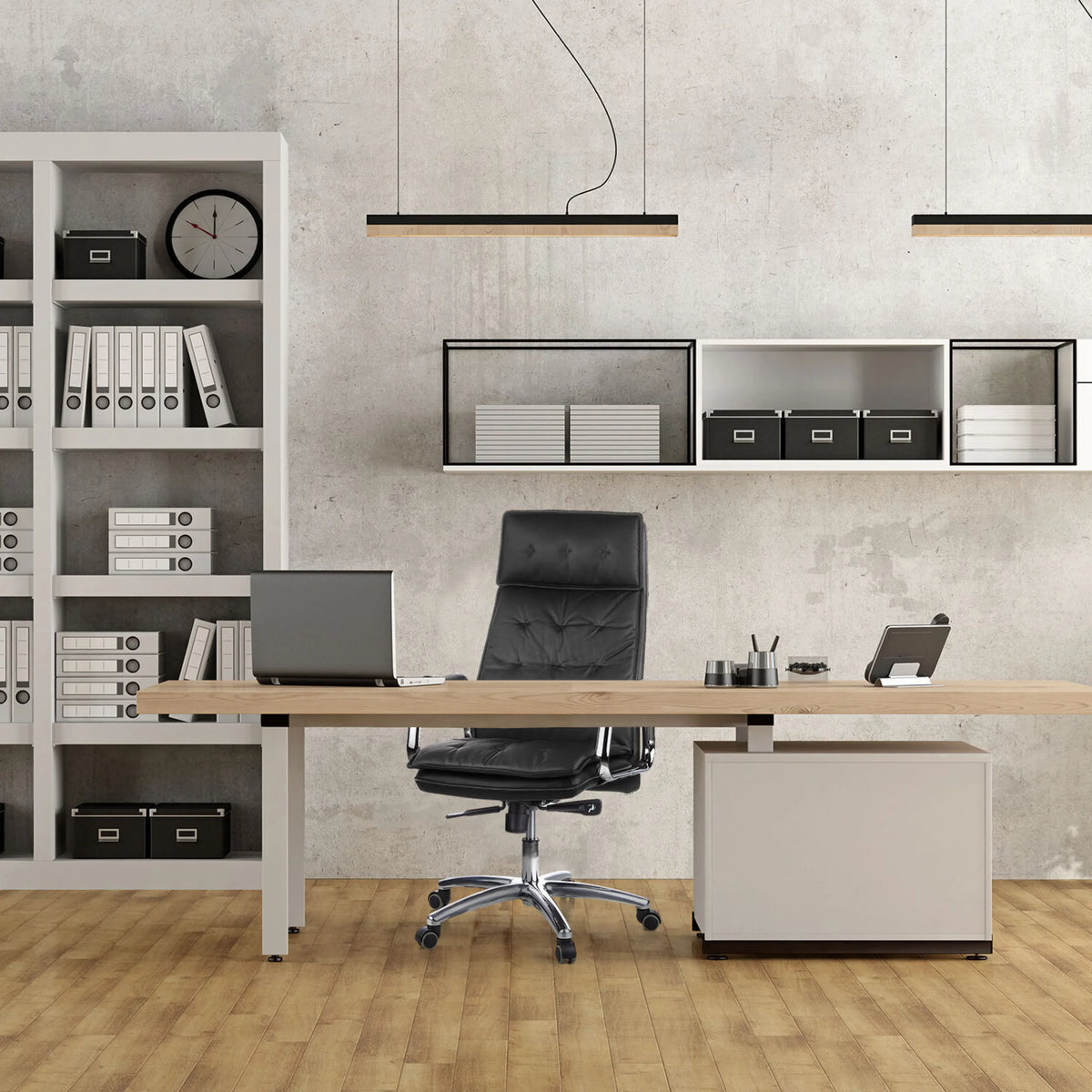 Poltrona professionale VILLA 20 in nero con imbottitura trapuntata e base a stella in metallo di hjh OFFICE