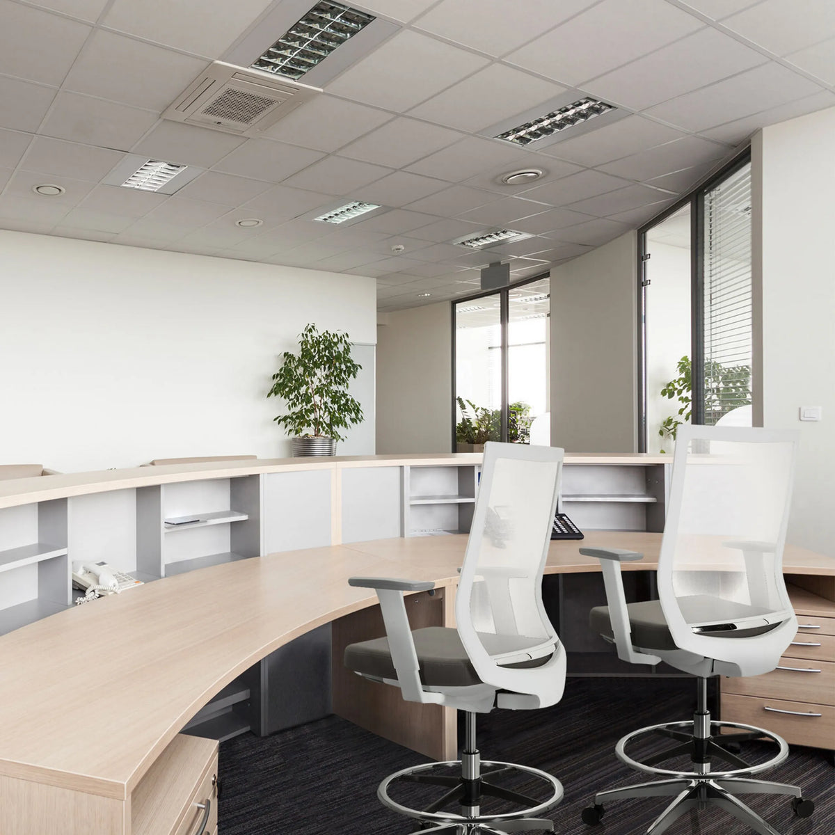 Due sedie da banco grigie ASPEN WORK W con schienali e braccioli bianchi di hjh OFFICE