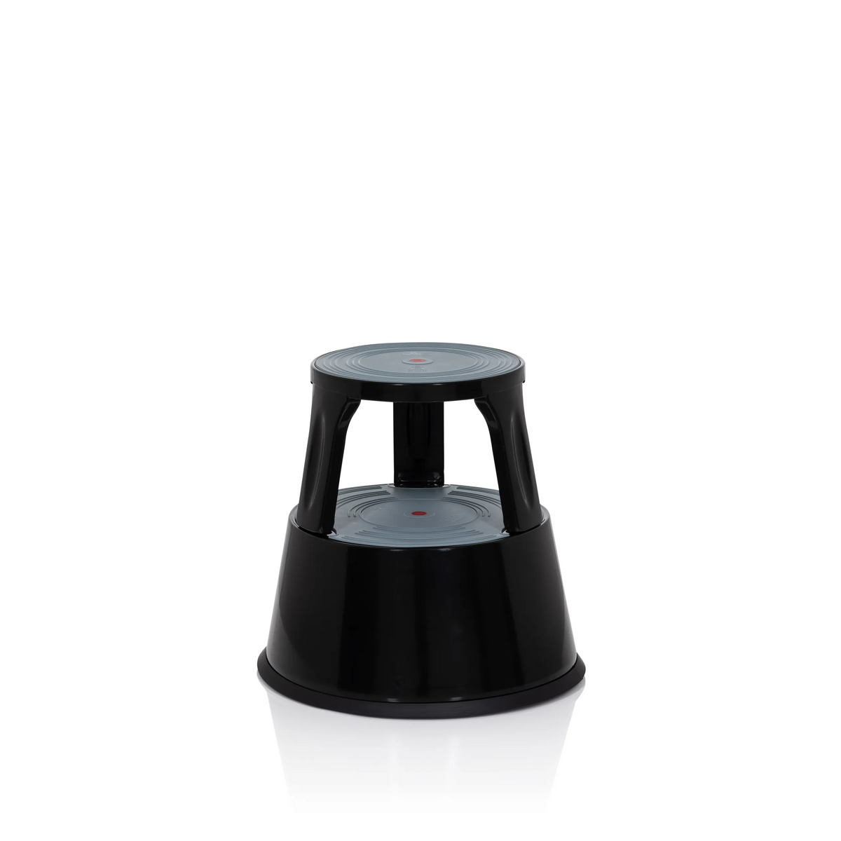 Sgabello nero TIO-M II con due gradini e superfici antiscivolo di hjh OFFICE – vista a 360° (vista frontale 0°)