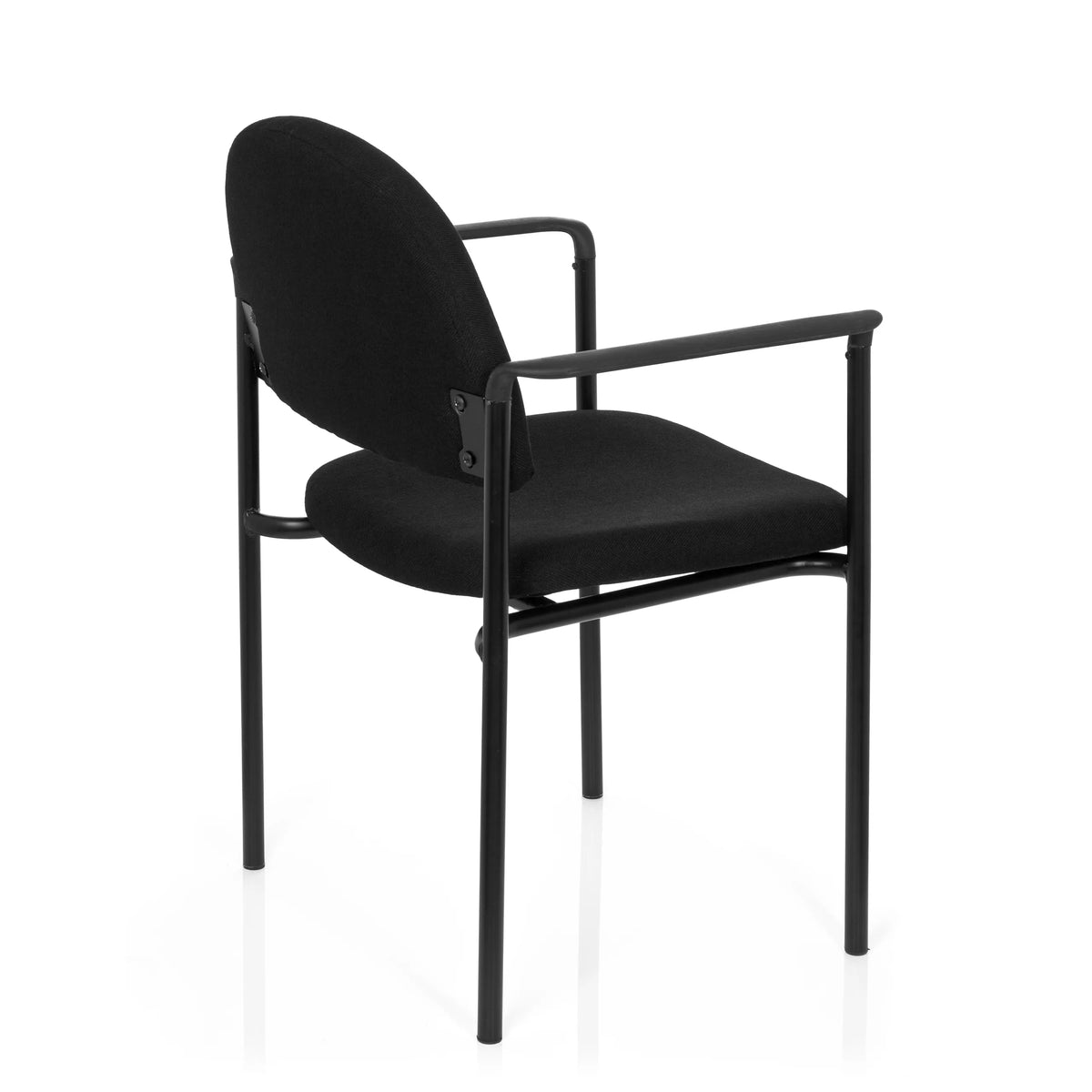 Sedia a quattro gambe XT 700 nera con braccioli e seduta imbottita di hjh OFFICE – vista a 360° (vista posteriore a tre quarti 120°)