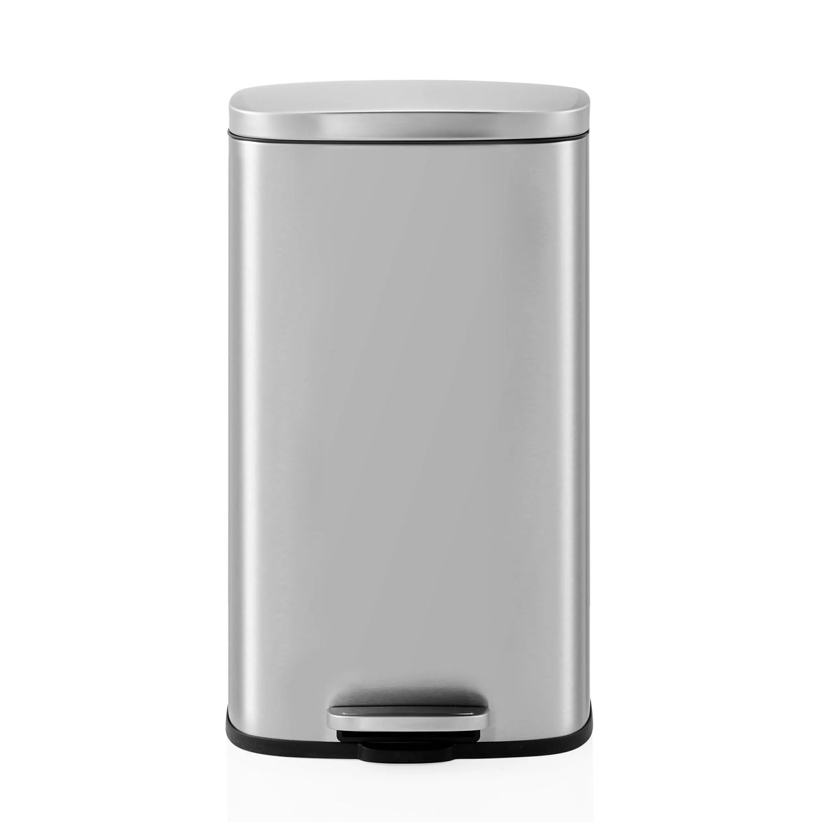 Cestino Clean 15 argentato con coperchio e pedale di hjh OFFICE – vista a 360° (vista frontale 0°)