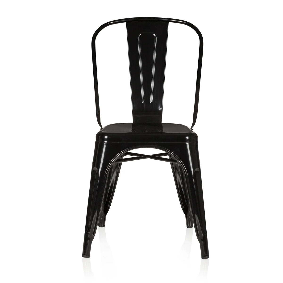 Sedia bistro nera VANTAGGIO COMFORT con struttura in metallo e schienale alto di hjh OFFICE – vista a 360° (vista frontale 0°)