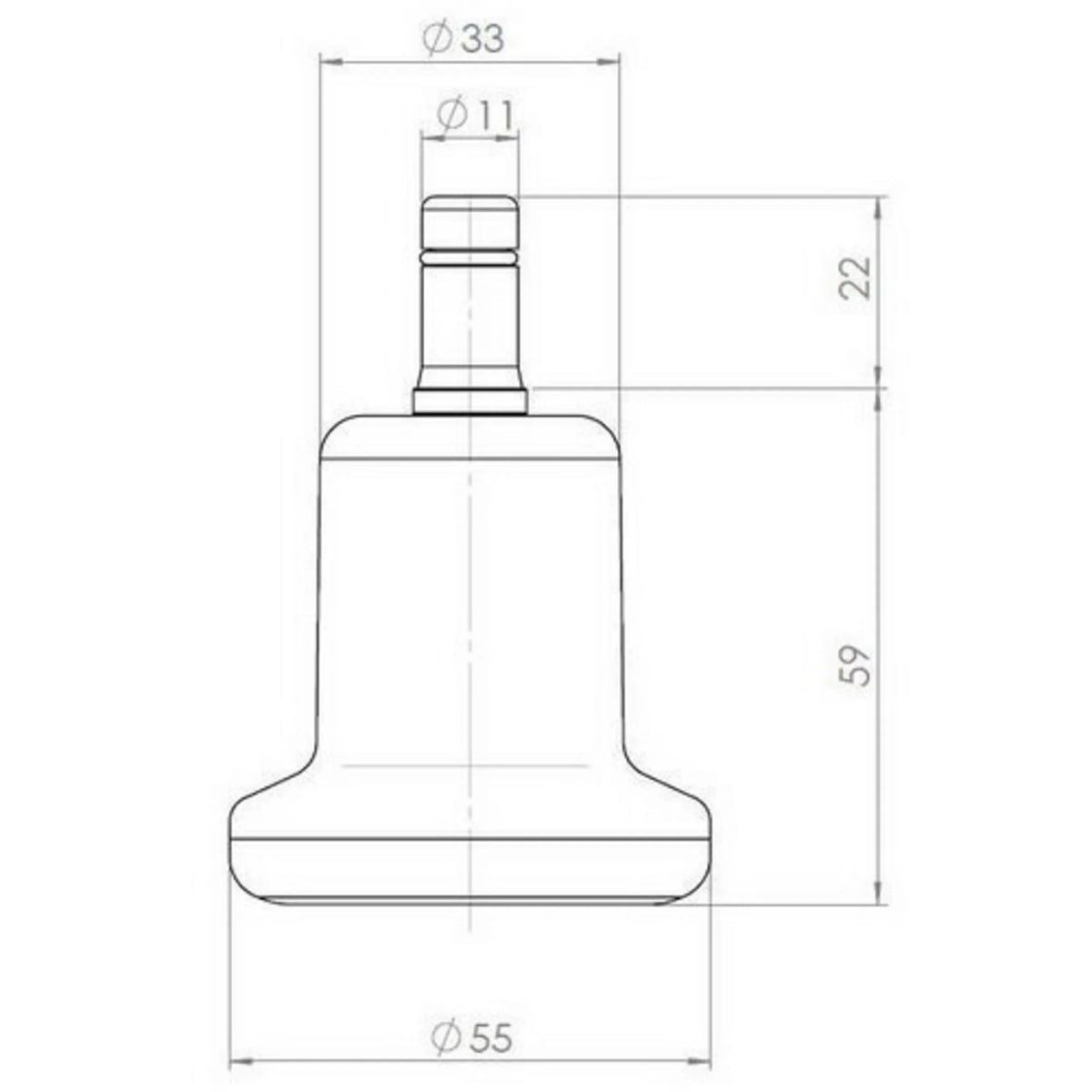 Disegno tecnico dei Piedini per sedie 5 x STAND Nr. 11 con un diametro di 55 mm di hjh OFFICE