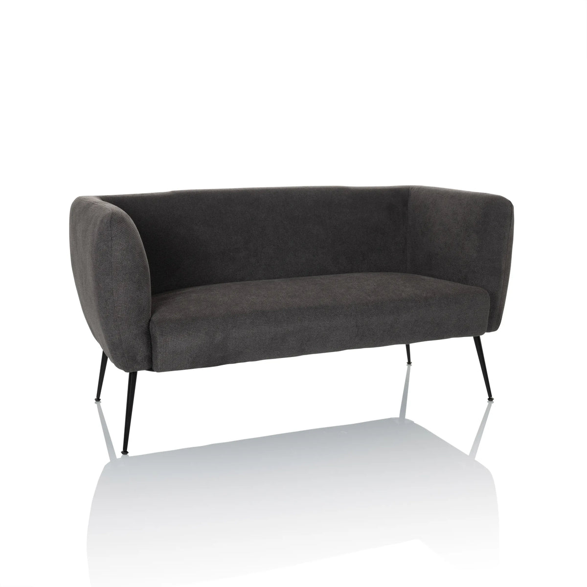 Graues Loungesofa HAYRIVER mit schmalen schwarzen Beinen von hjh LIVING – 360-Grad-Ansicht (Frontansicht 15°)