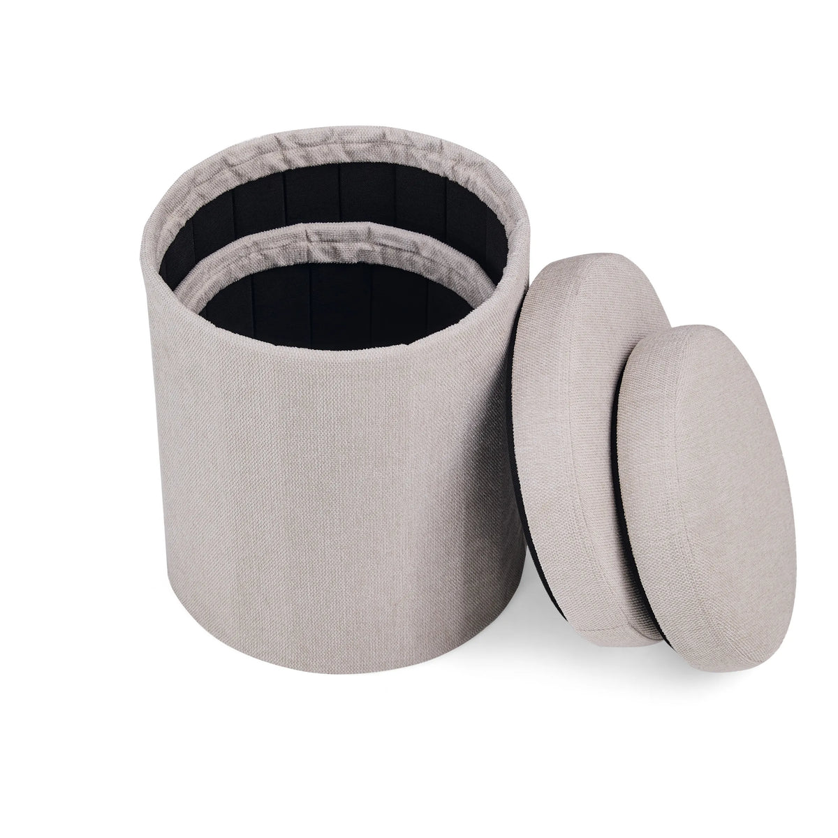 Tavolino Nestup 1 con due piani rotondi in legno di rovere e struttura bianca di hjh LIVING